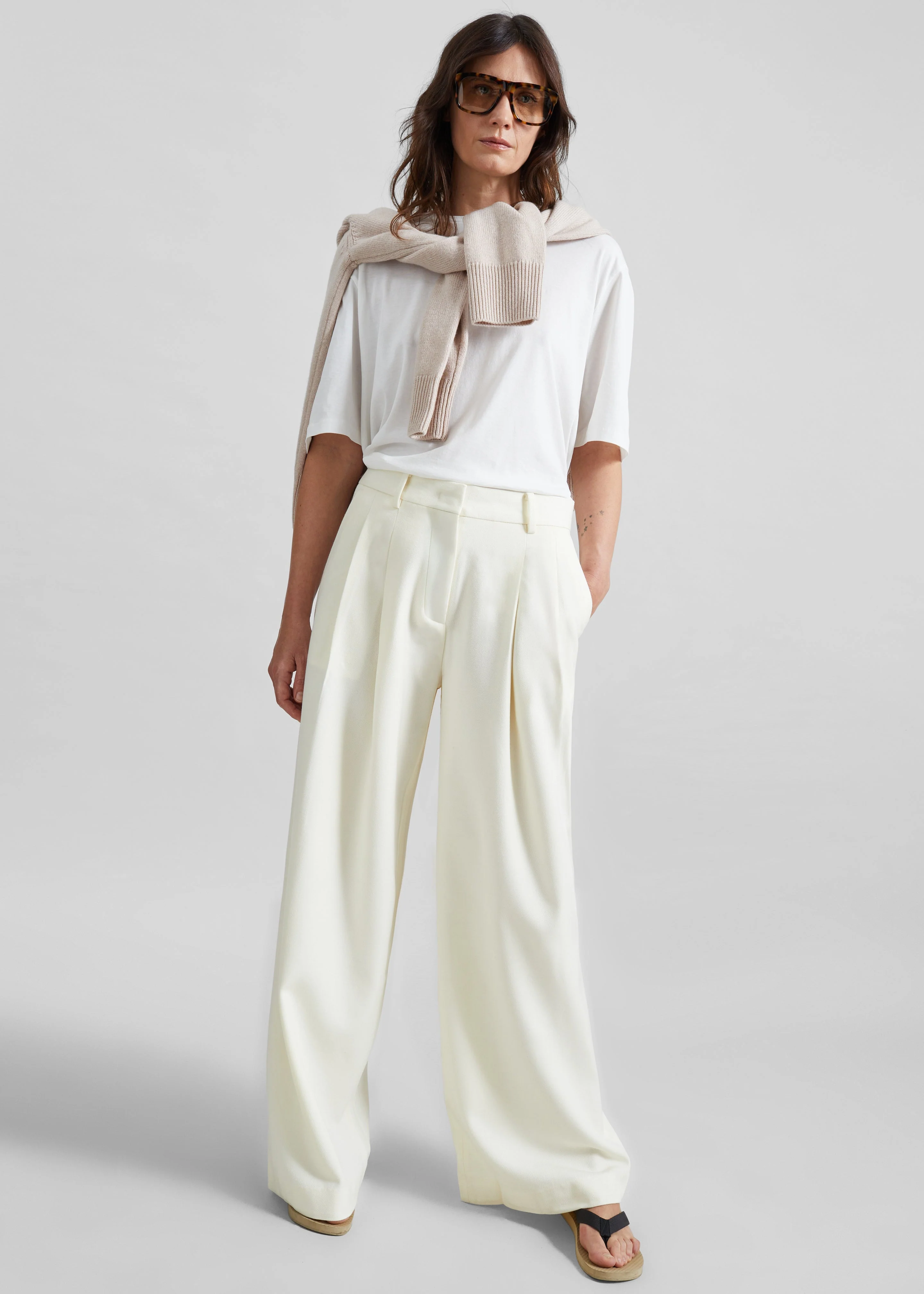 Halser Pintuck Trousers - Ivory - Image 3