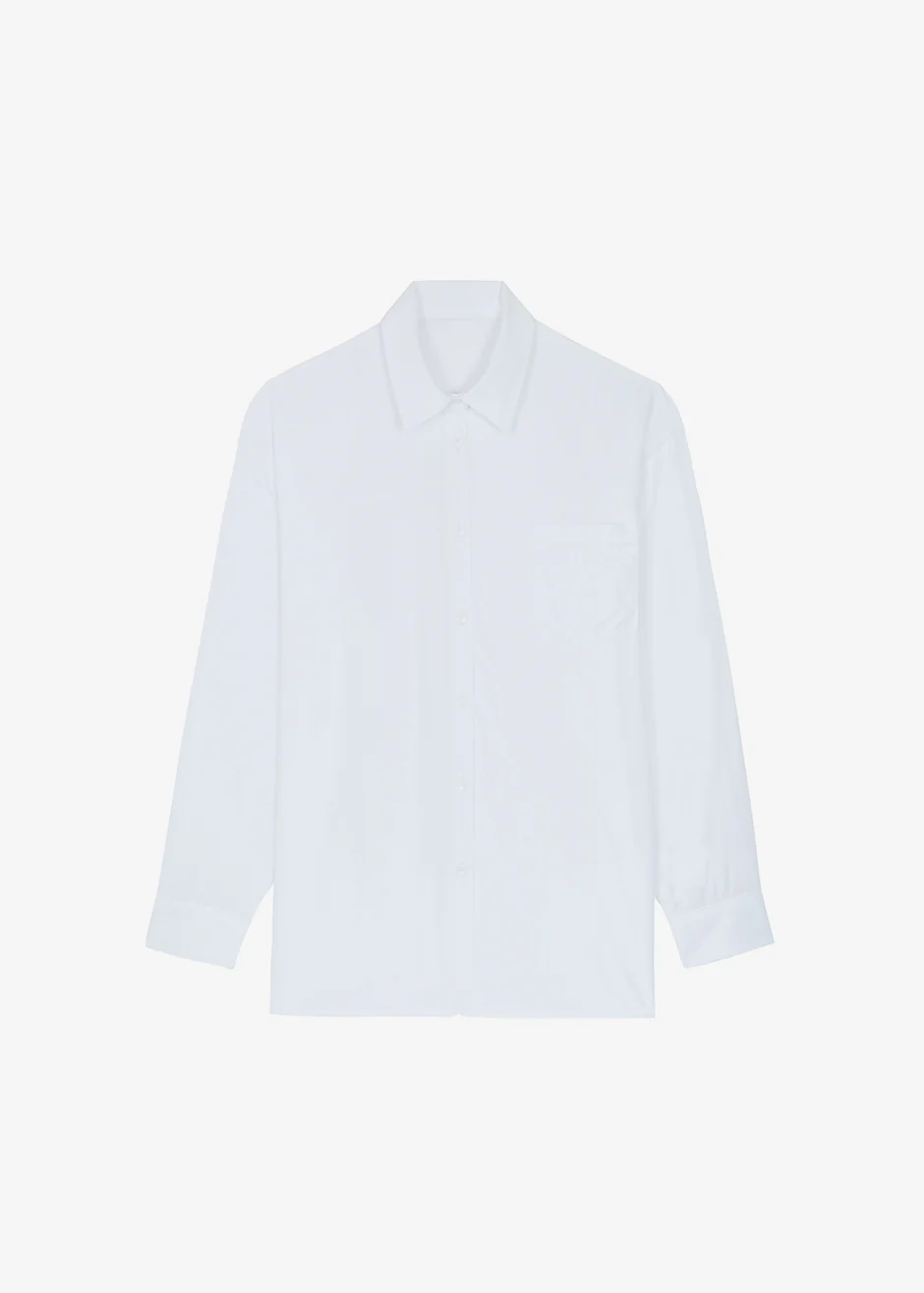 Hanna Silky Oversized Blouse - White - Image 8