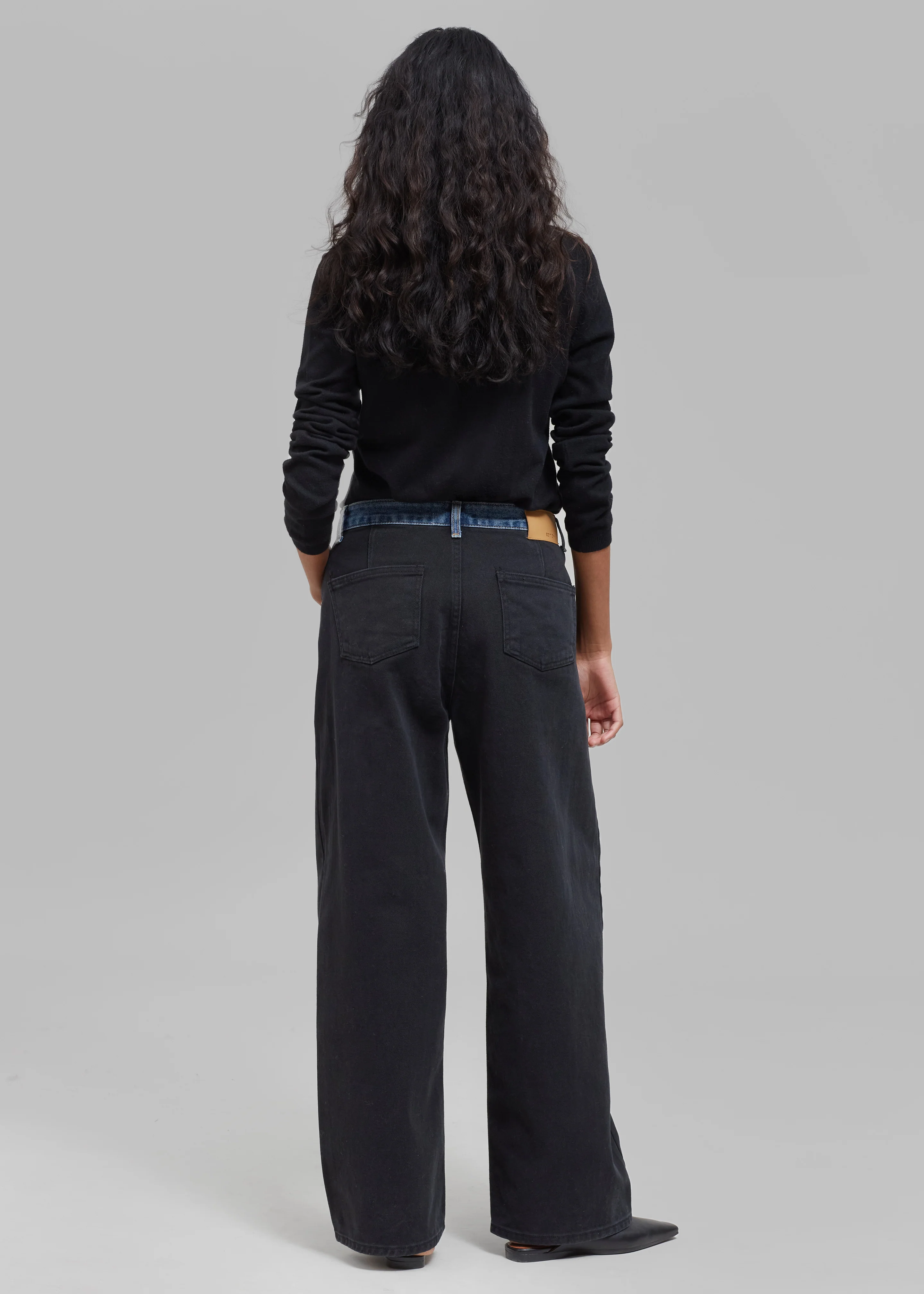 Hayla Contrast Denim Pants - Black/Blue - Image 8
