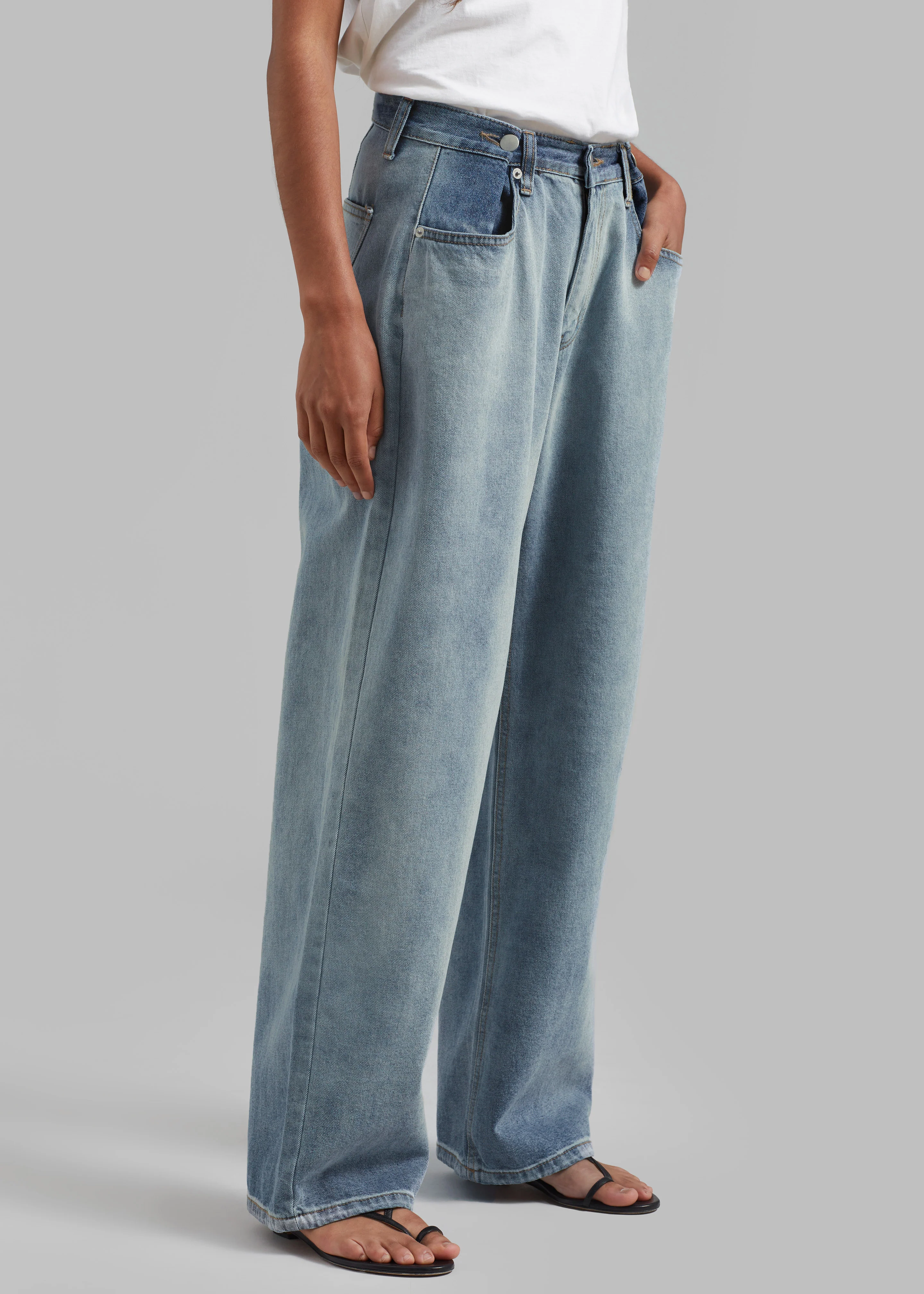 Hayla Contrast Denim Pants - Light Wash/Blue - Image 5