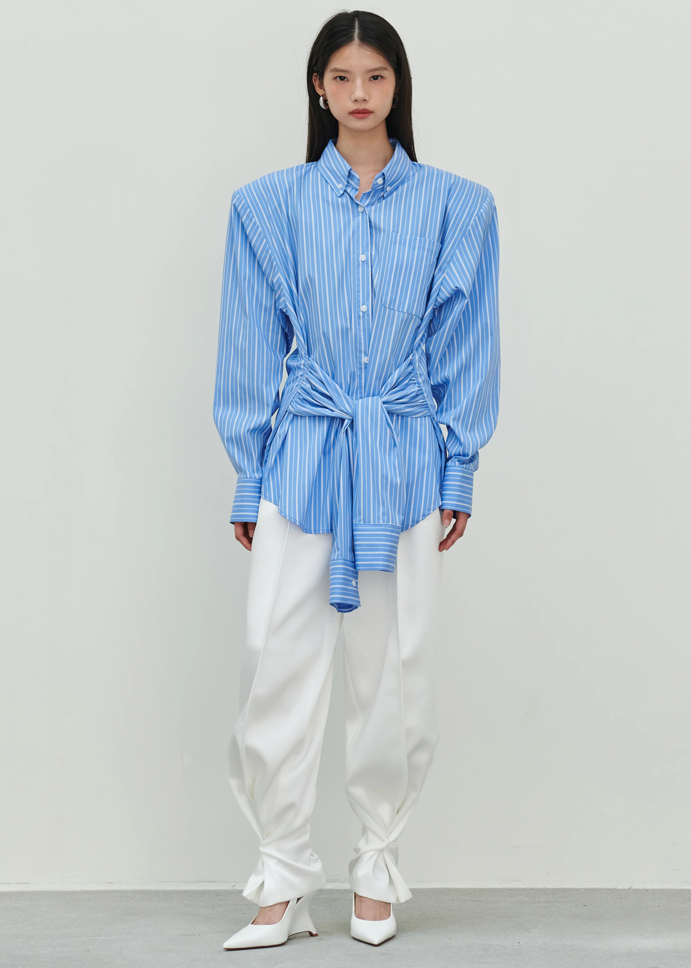 Heaton Double-Sleeve Padded Shirt - Blue/White Stripe - Image 7