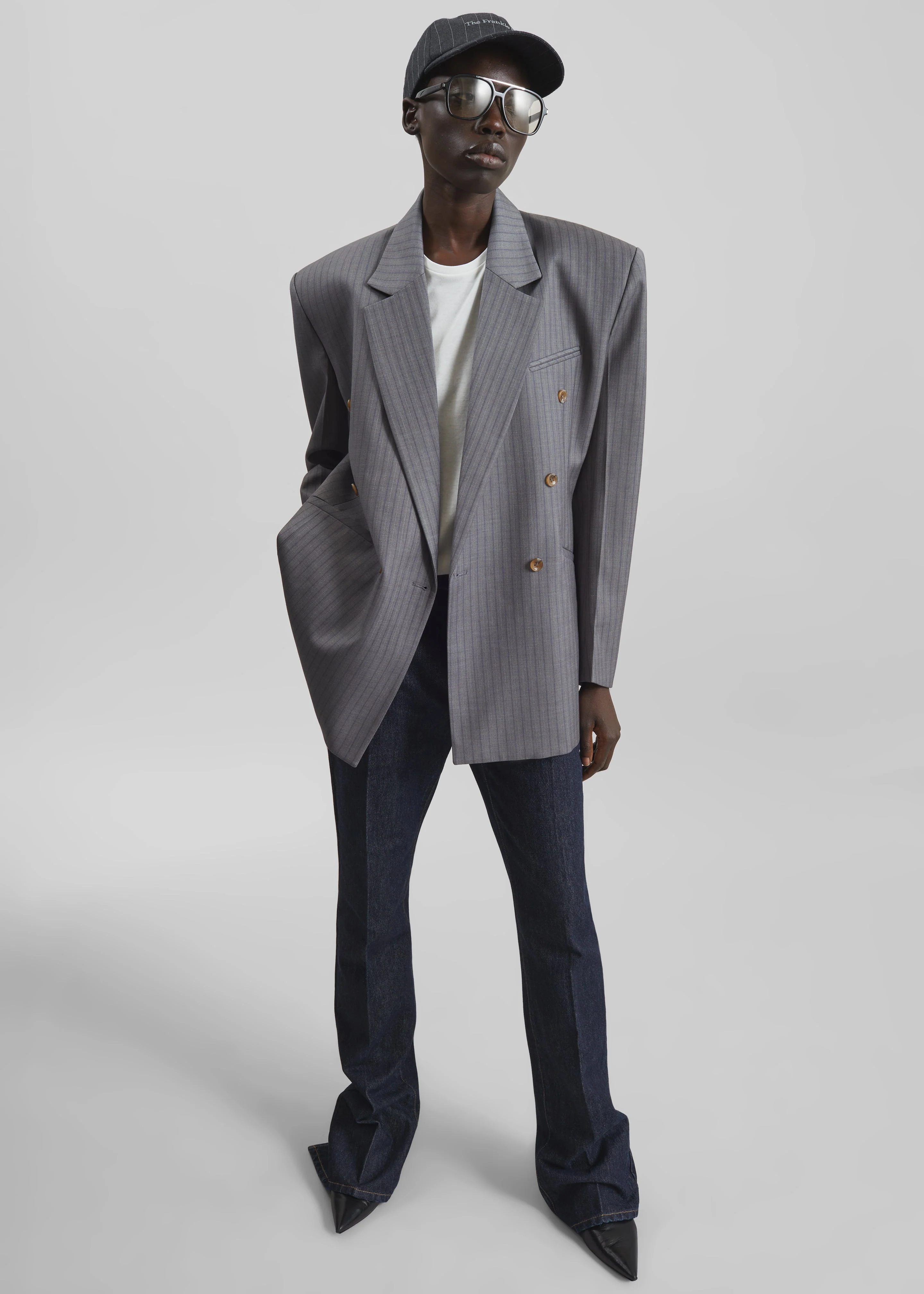 Helmond Double-Breasted Blazer - Grey Multi Stripe - Image 5