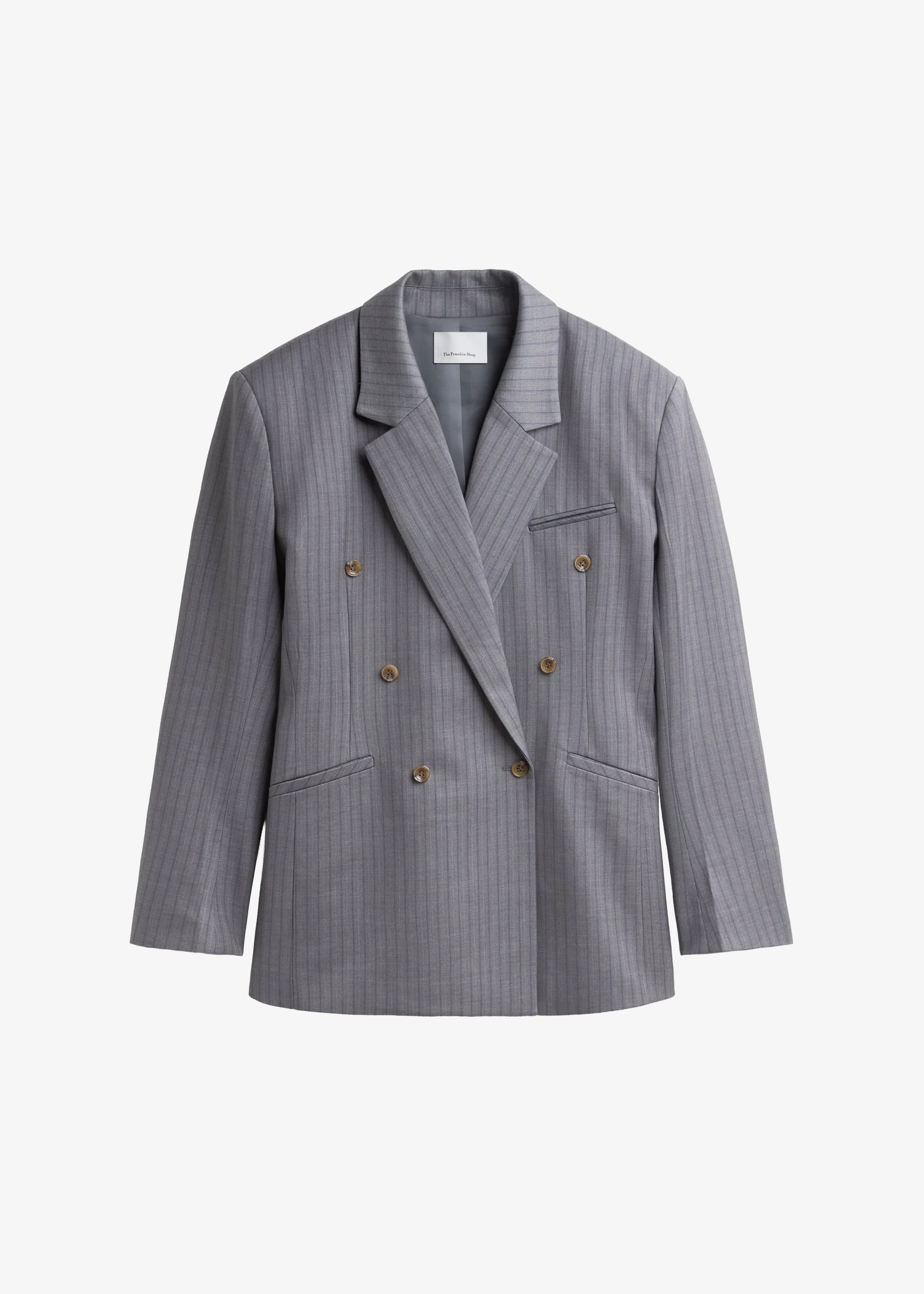 Helmond Double-Breasted Blazer - Grey Multi Stripe - Image 9