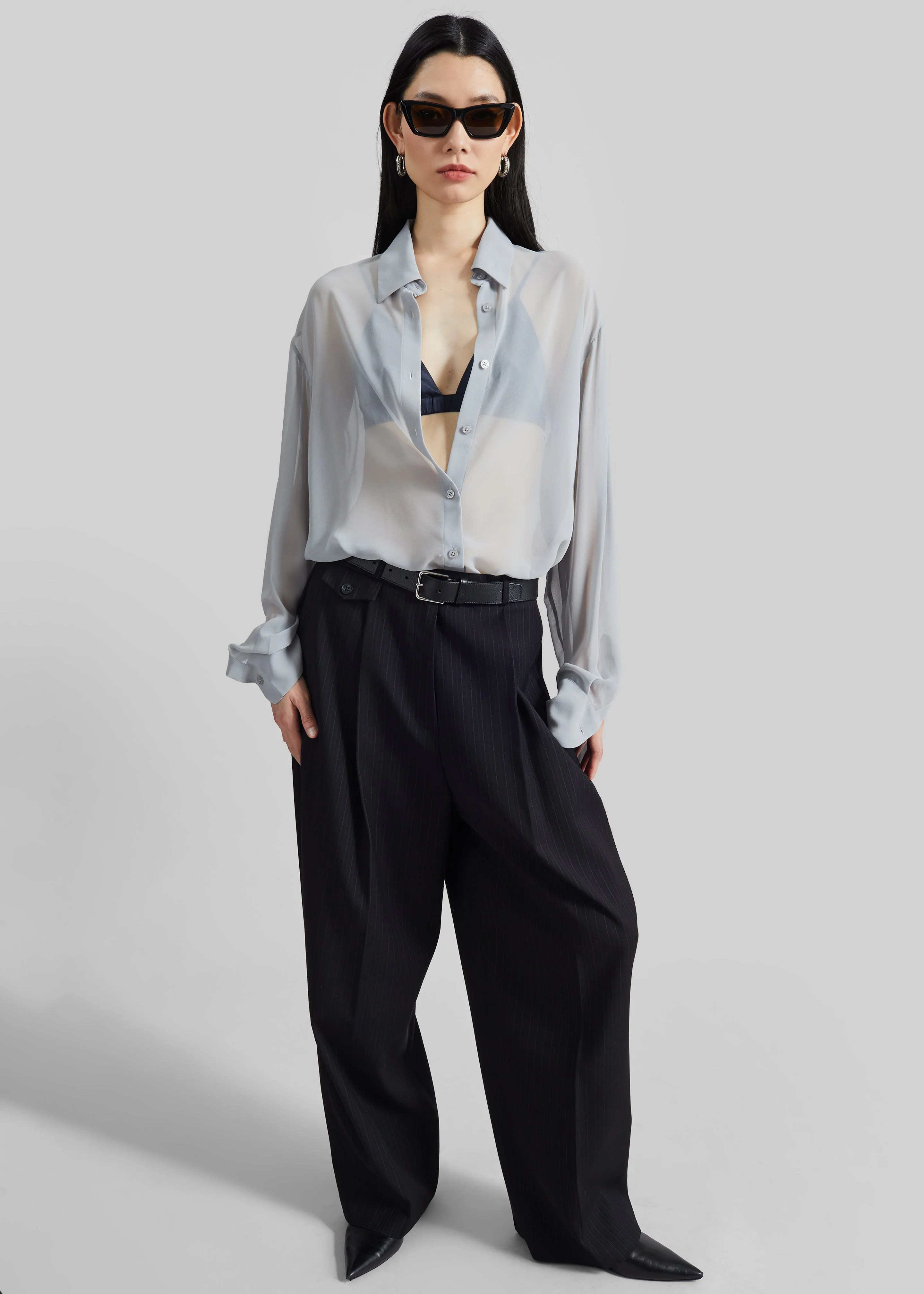 Helmond Pleated Trousers - Black Multi Stripe - Image 3