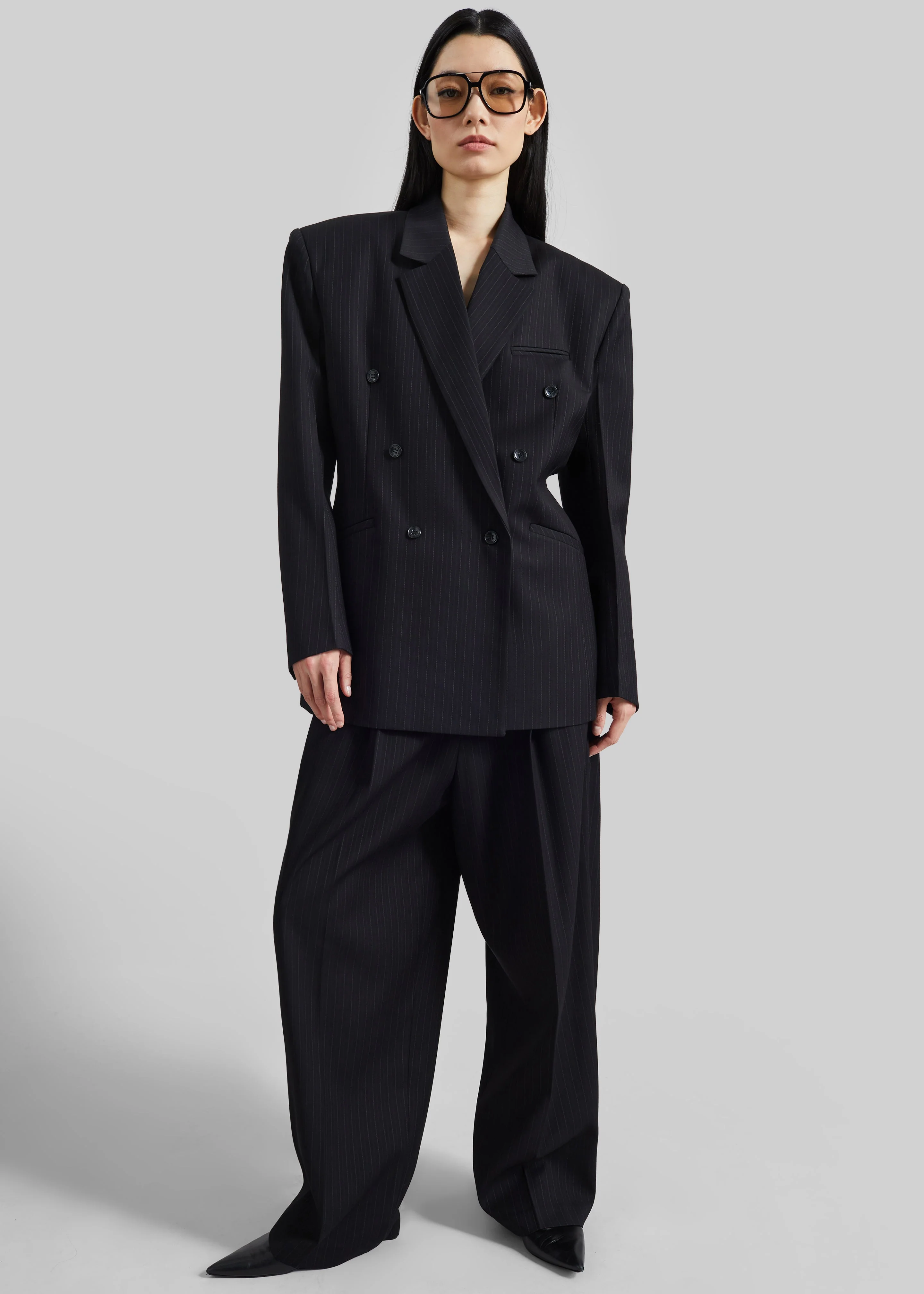 Helmond Pleated Trousers - Black Multi Stripe - Image 6