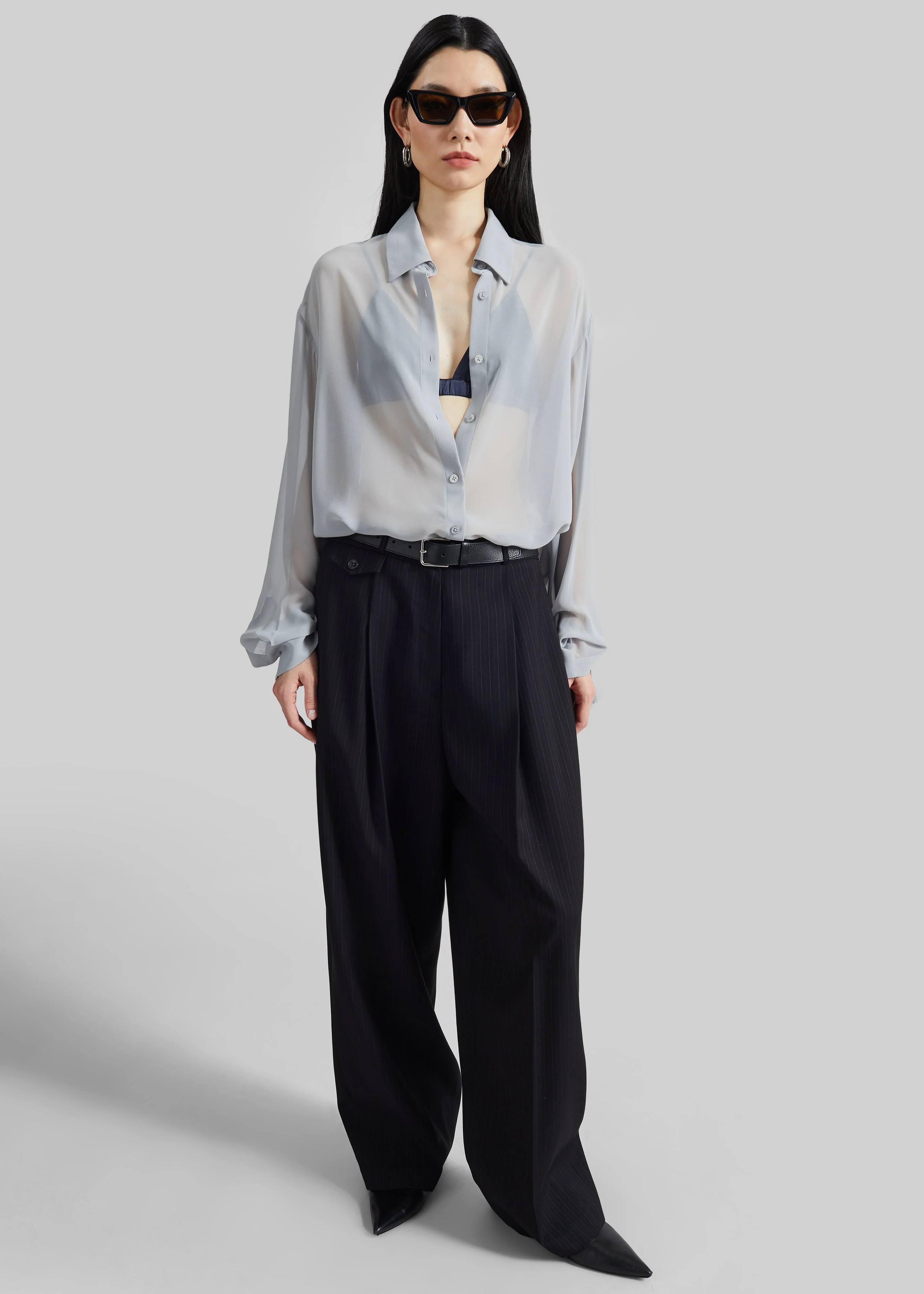 Helmond Pleated Trousers - Black Multi Stripe - Image 7