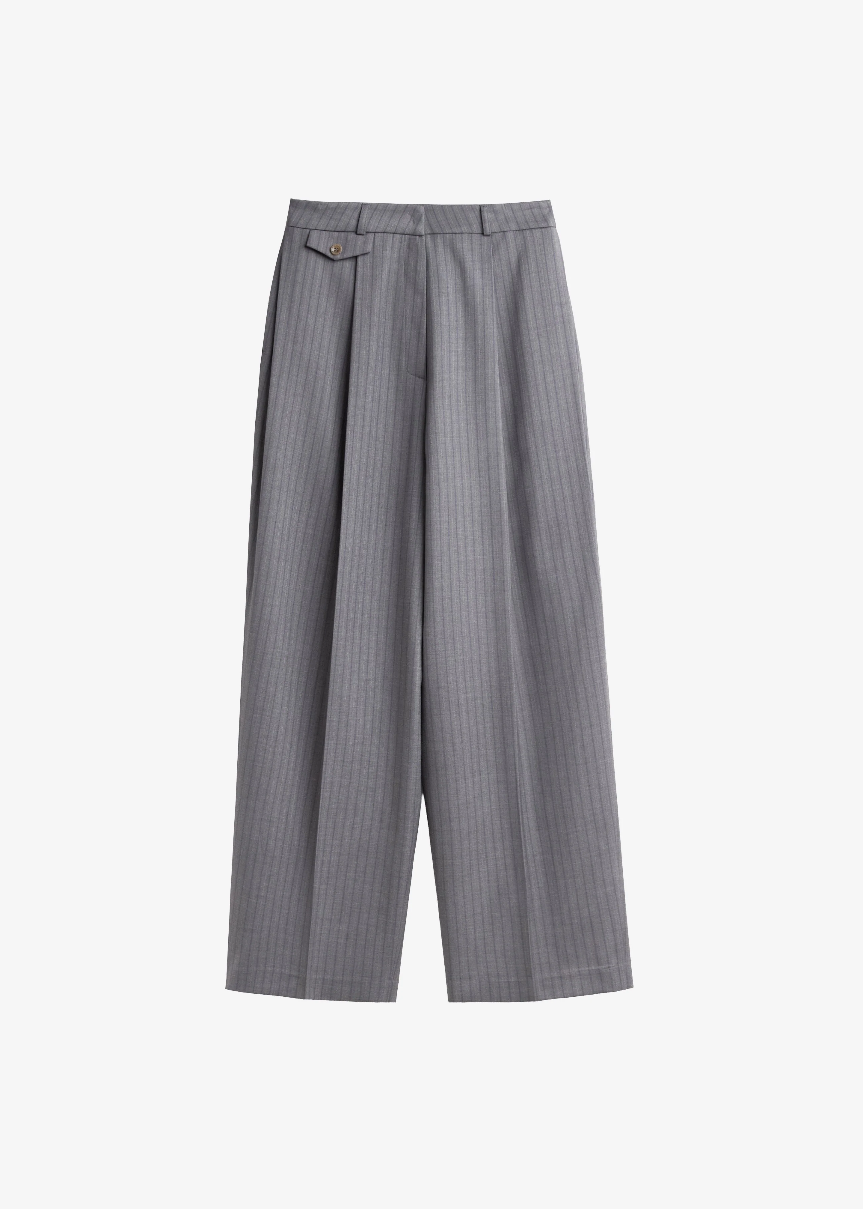 Helmond Pleated Trousers - Grey Multi Stripe - Image 8