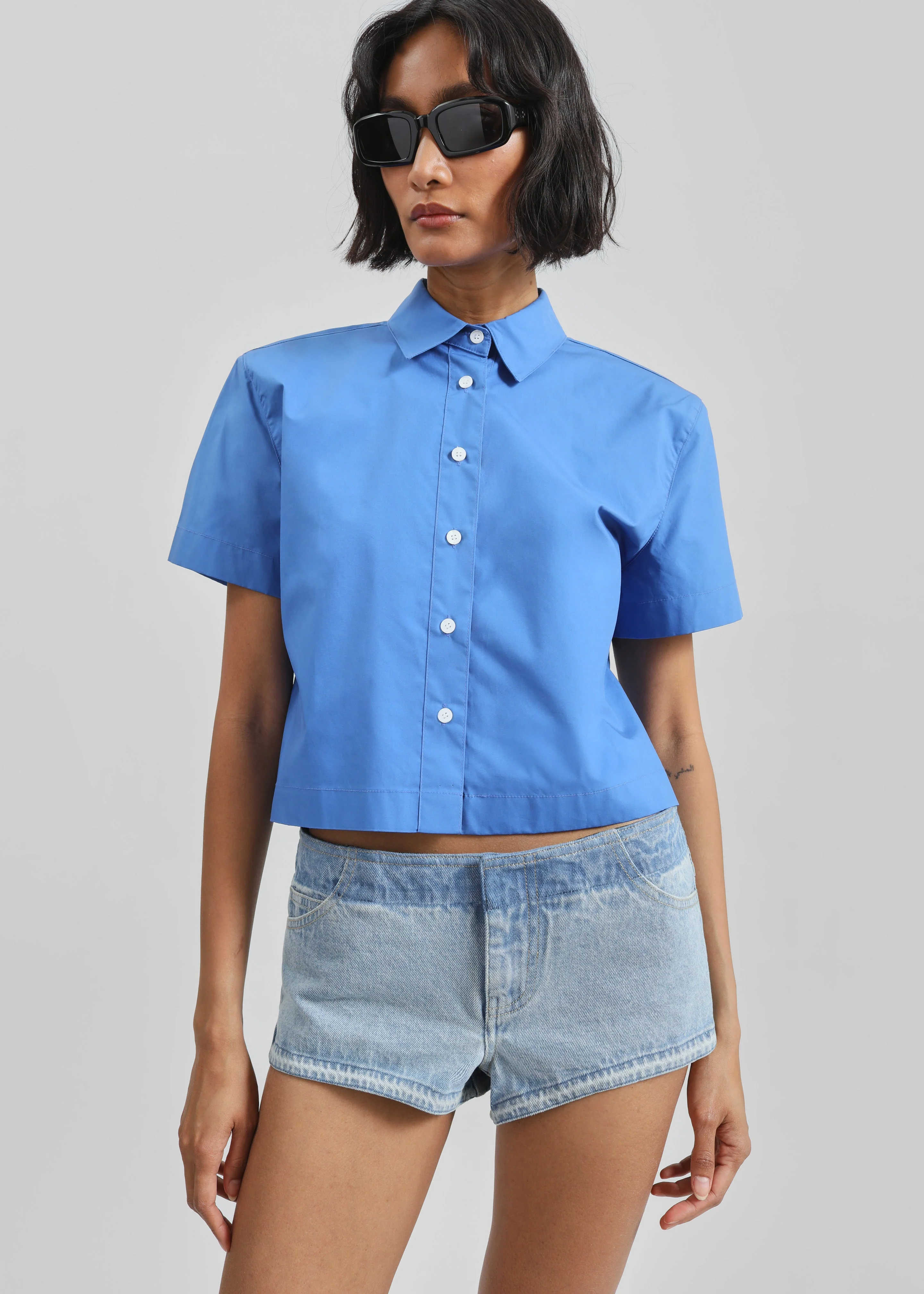 Hiva Cropped Shirt - Cobalt