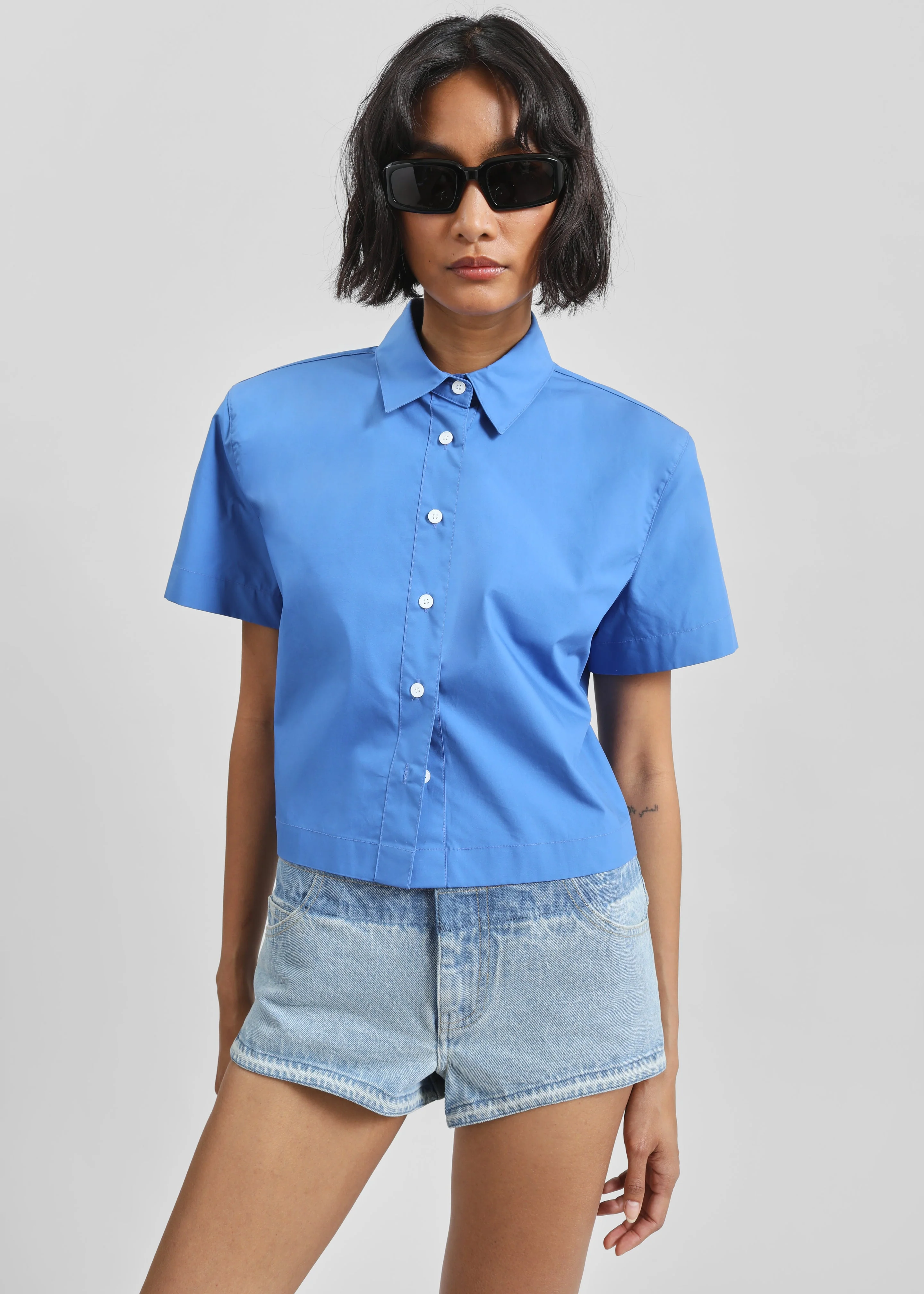 Hiva Cropped Shirt - Cobalt - Image 5