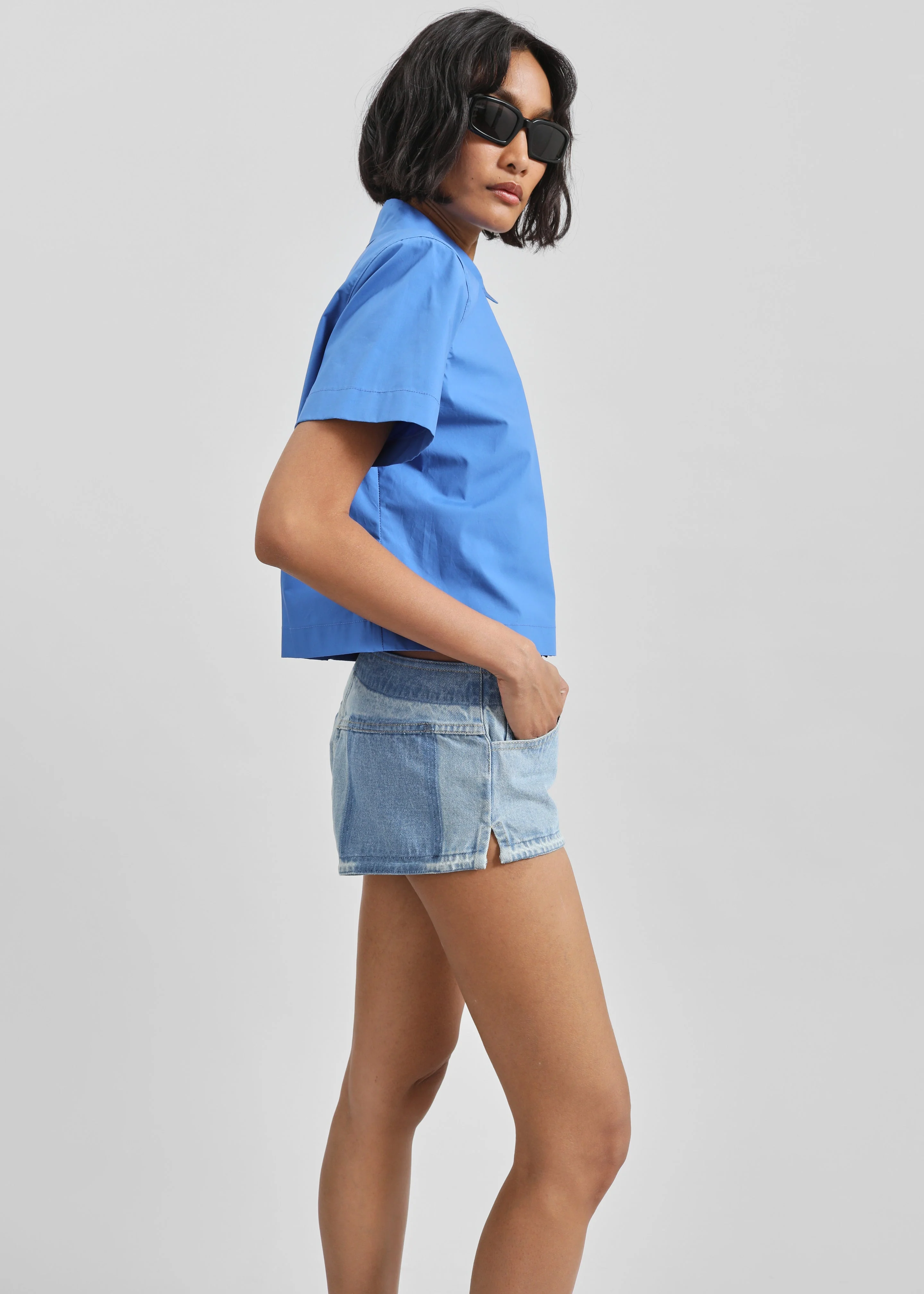 Hiva Cropped Shirt - Cobalt - Image 7
