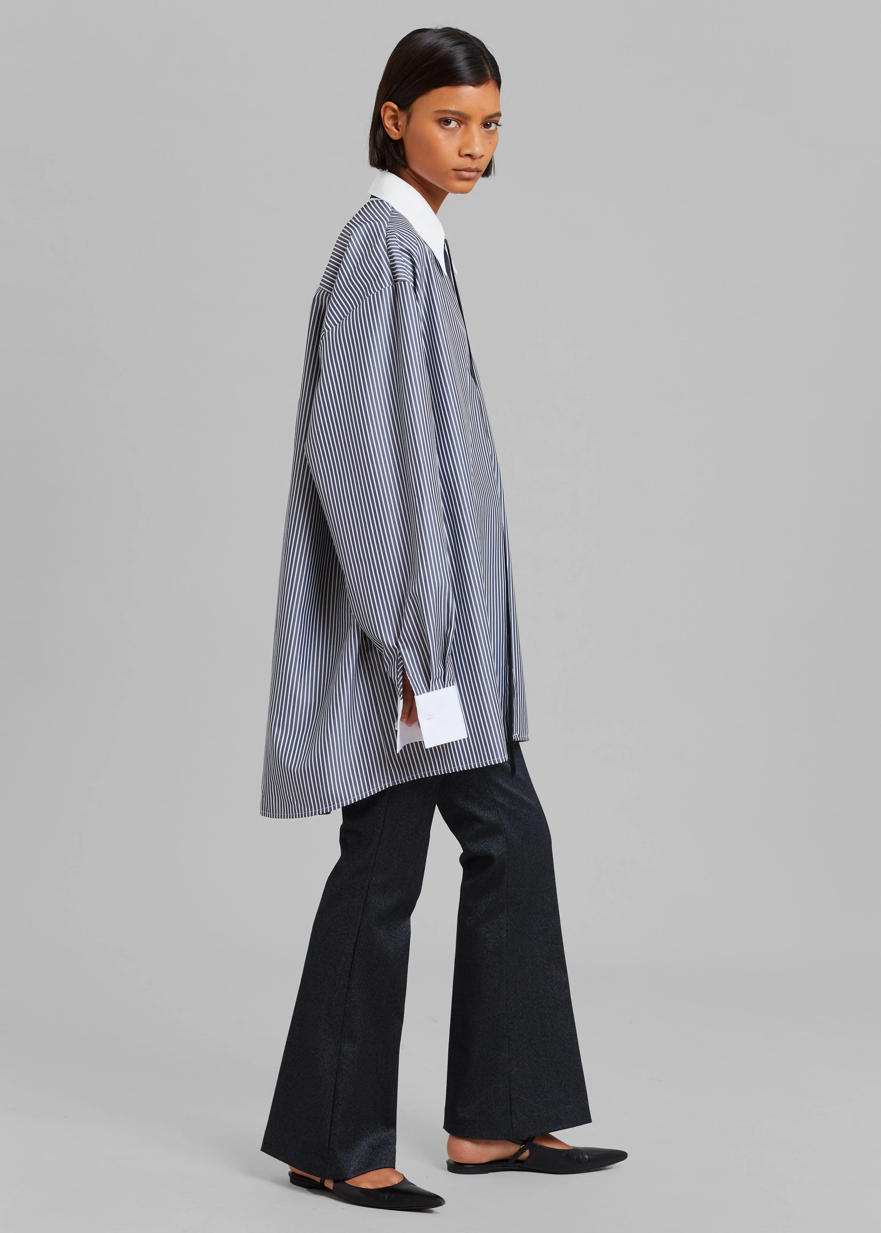 Jany Tie-Neck Shirt - Black Stripe - Image 3