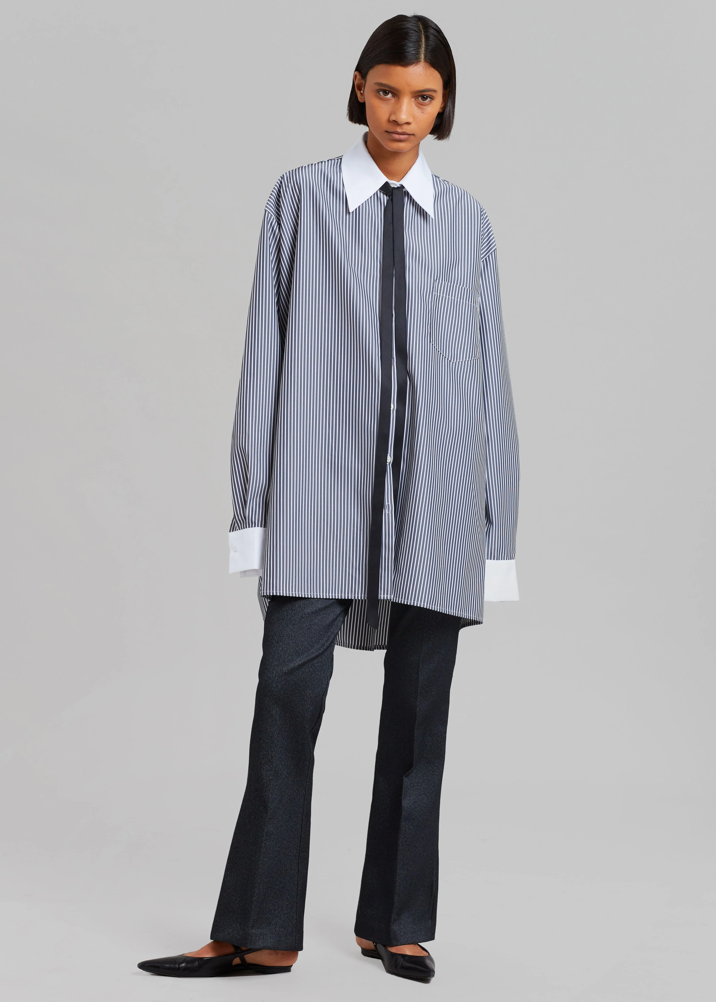 Jany Tie-Neck Shirt - Black Stripe - Image 8