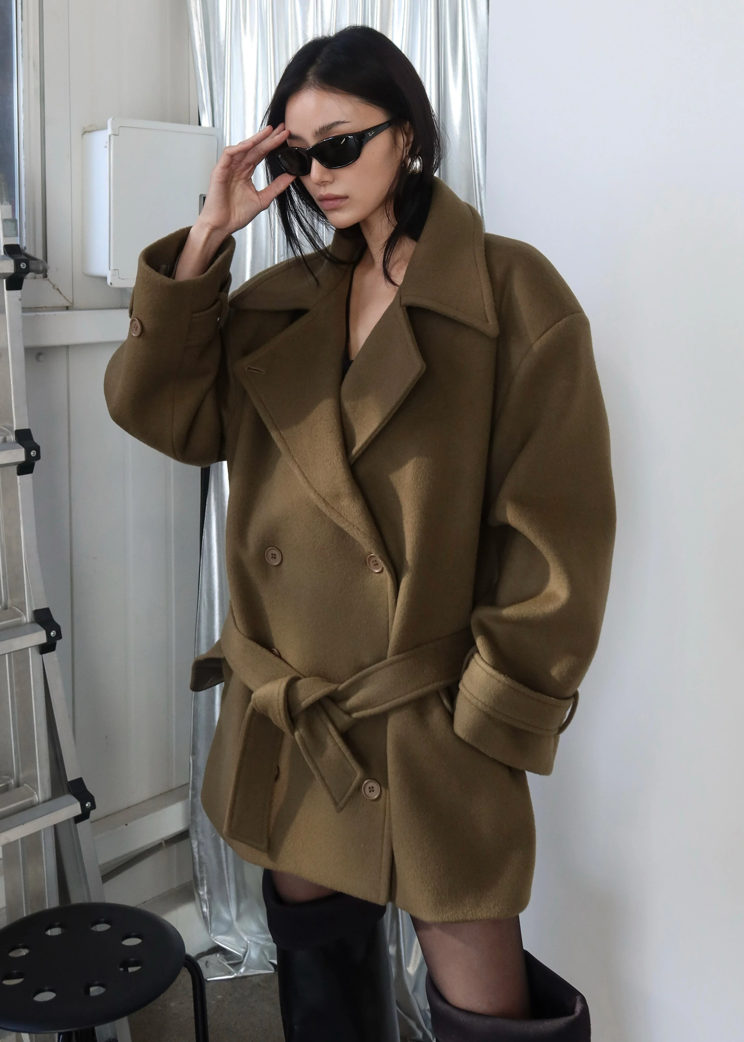 Kalmar Wool Peacoat - Pale Olive - Image 6