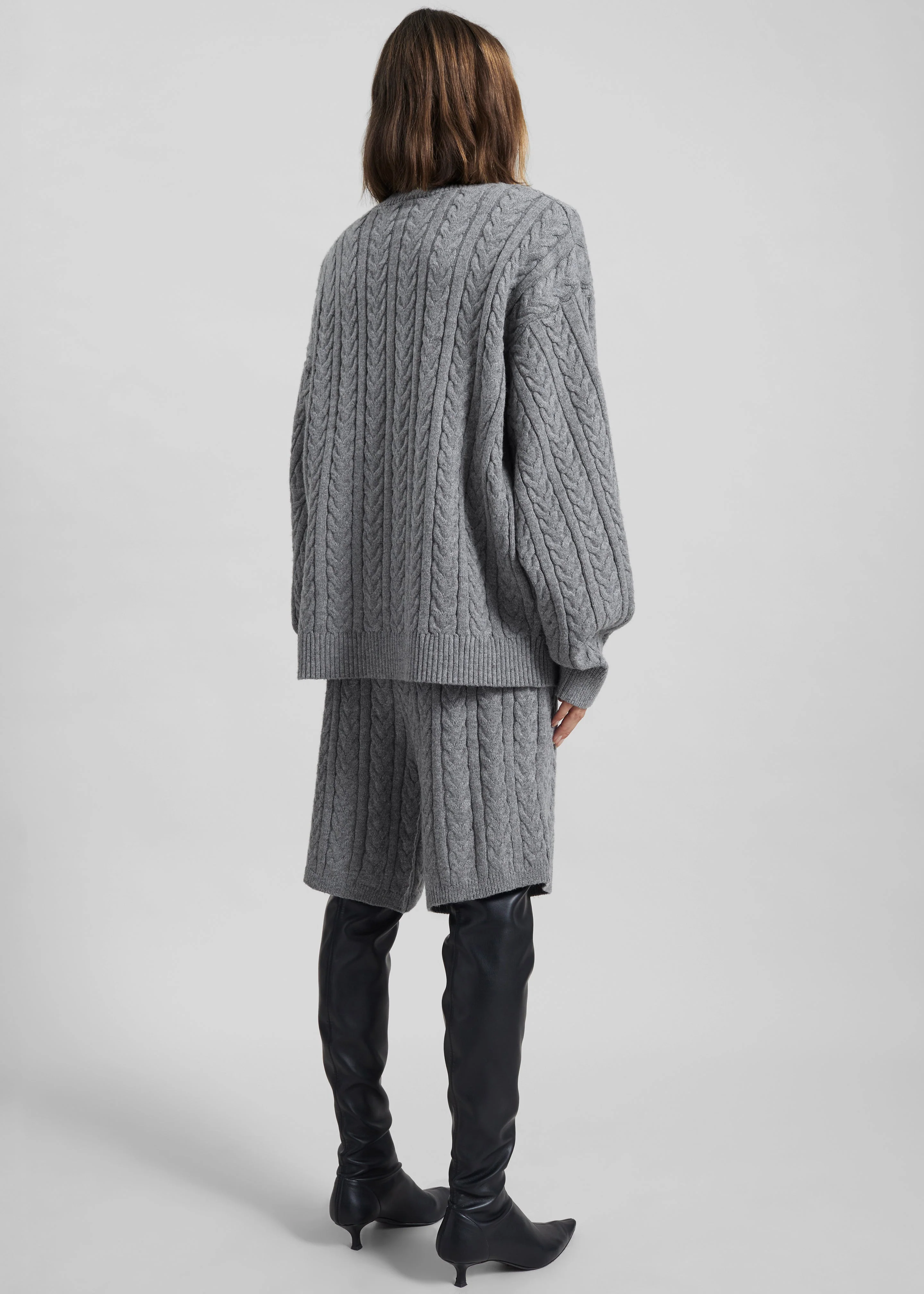 Karmoy Cable Knit Shorts - Grey - Image 6
