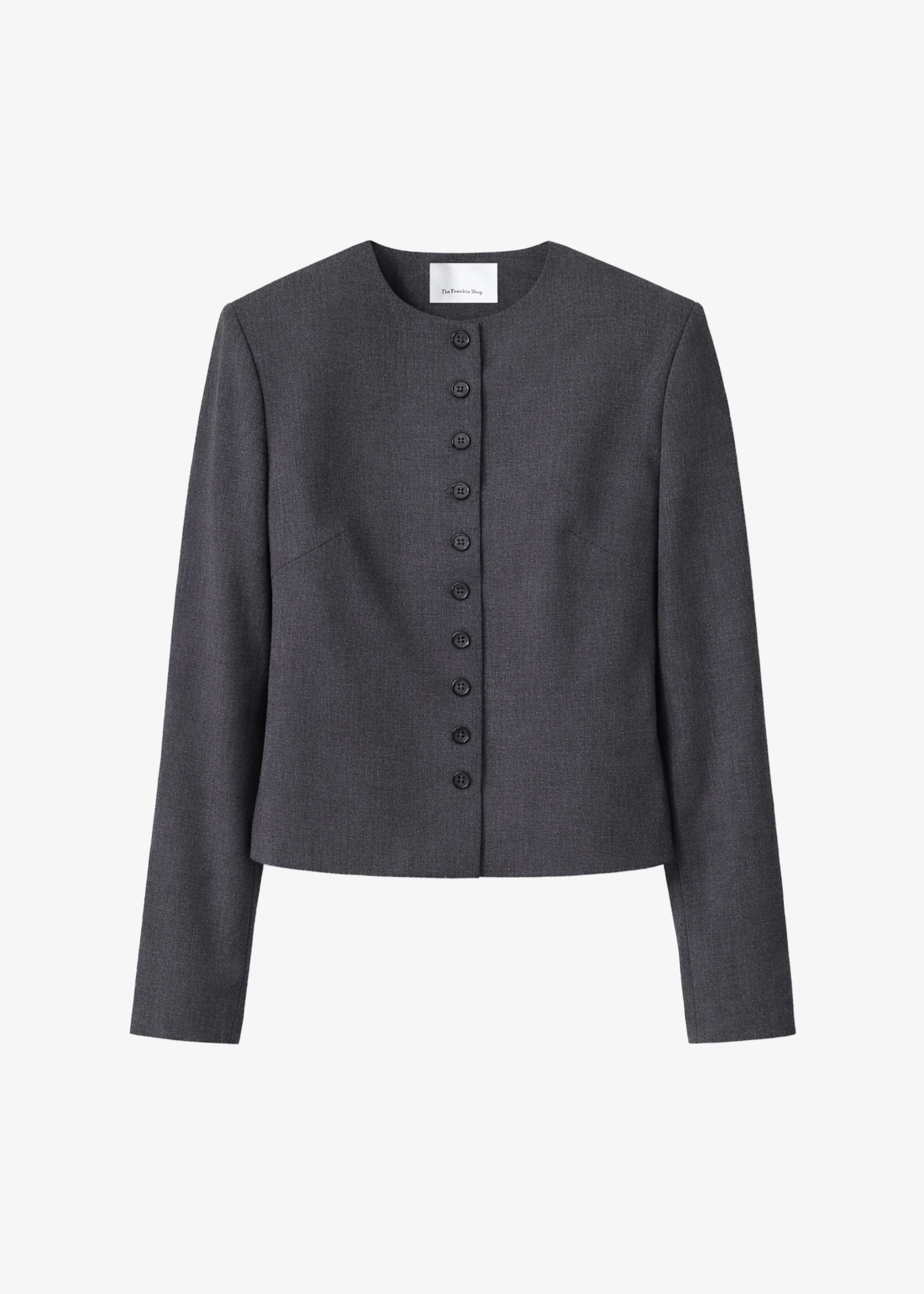 Katya Button-Up Boxy Top - Dark Grey Melange - Image 13