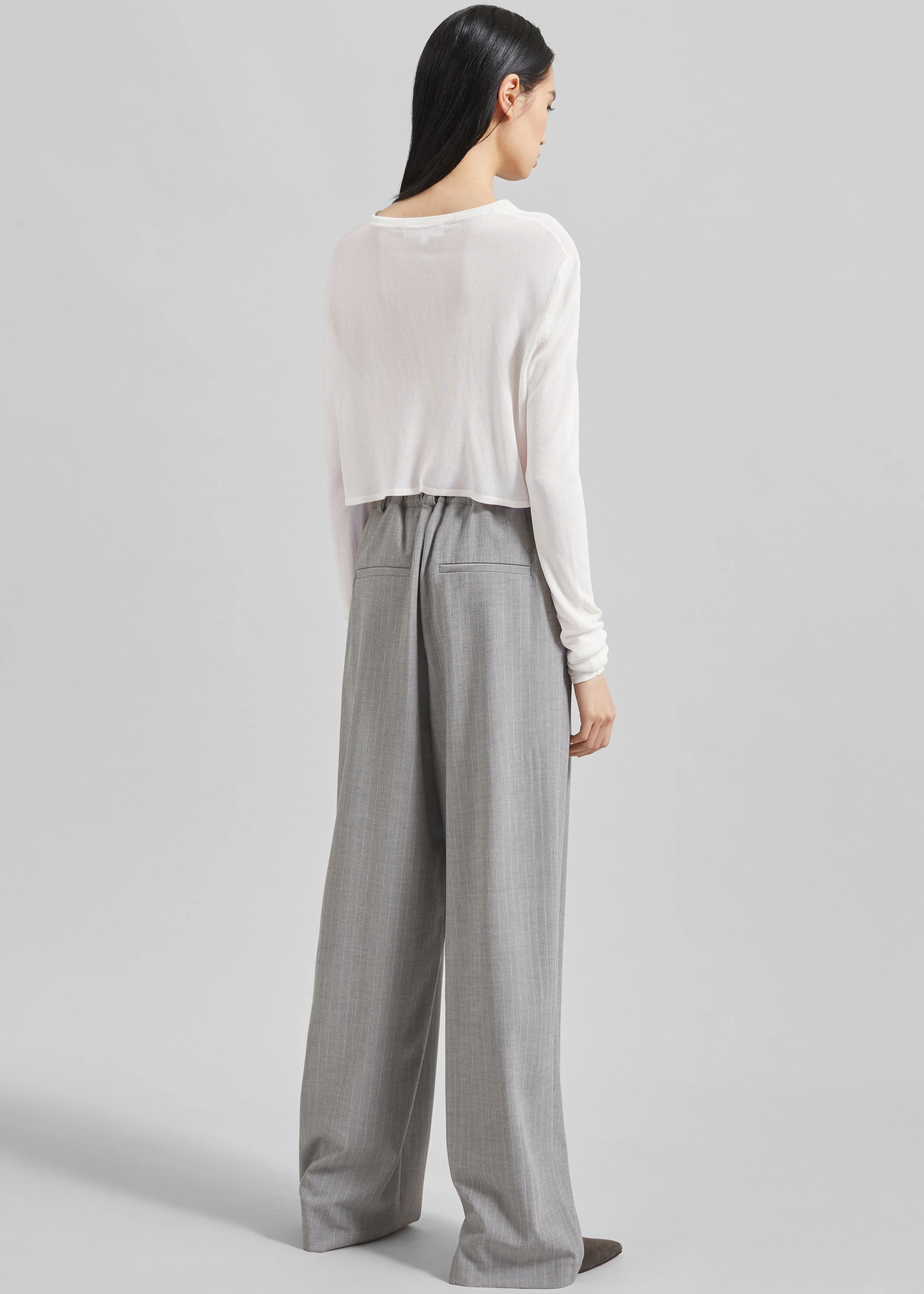 Kazel Cropped Thin Knit Top - White - Image 10