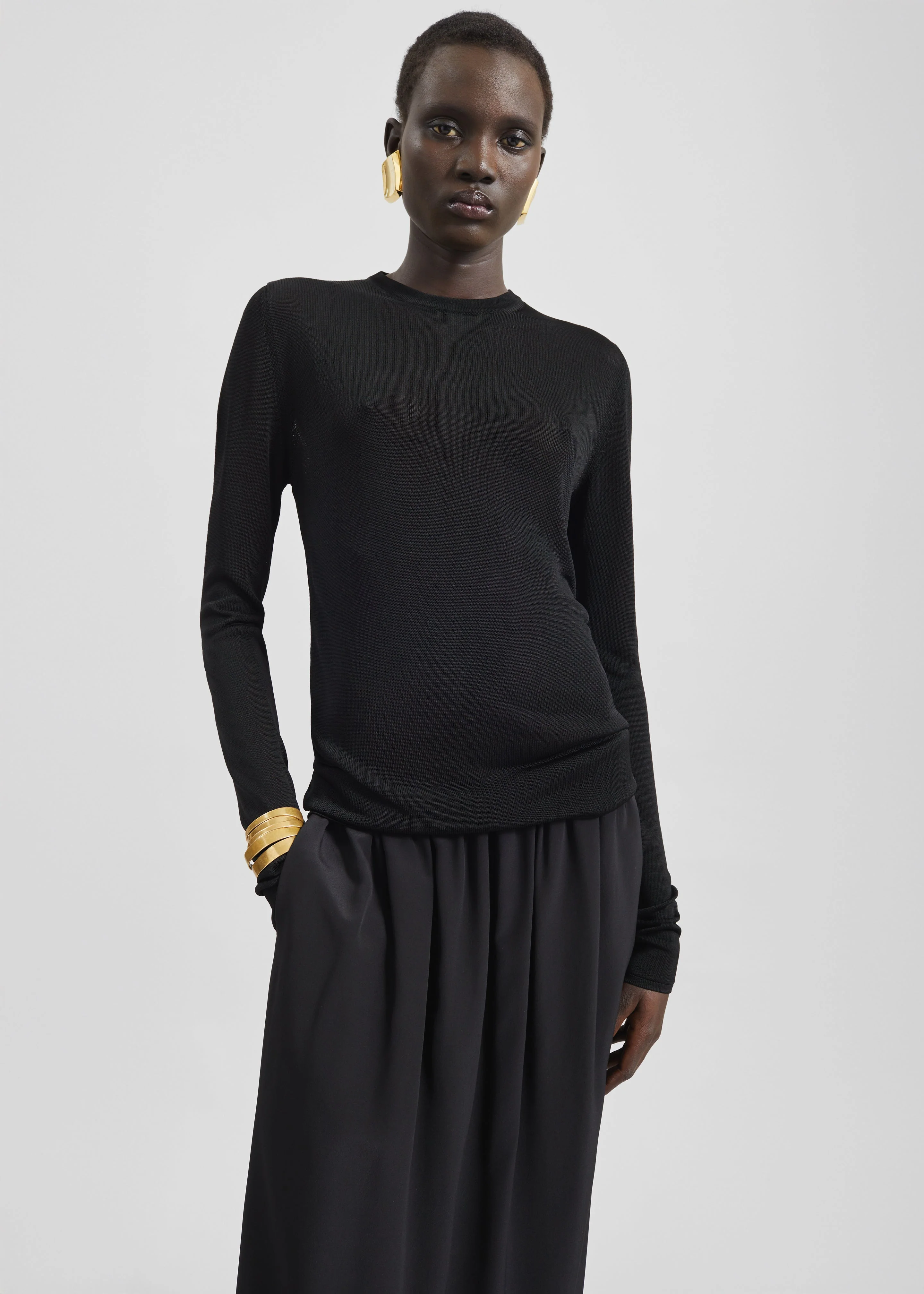 Kazel Thin Knit Top - Black - Image 5