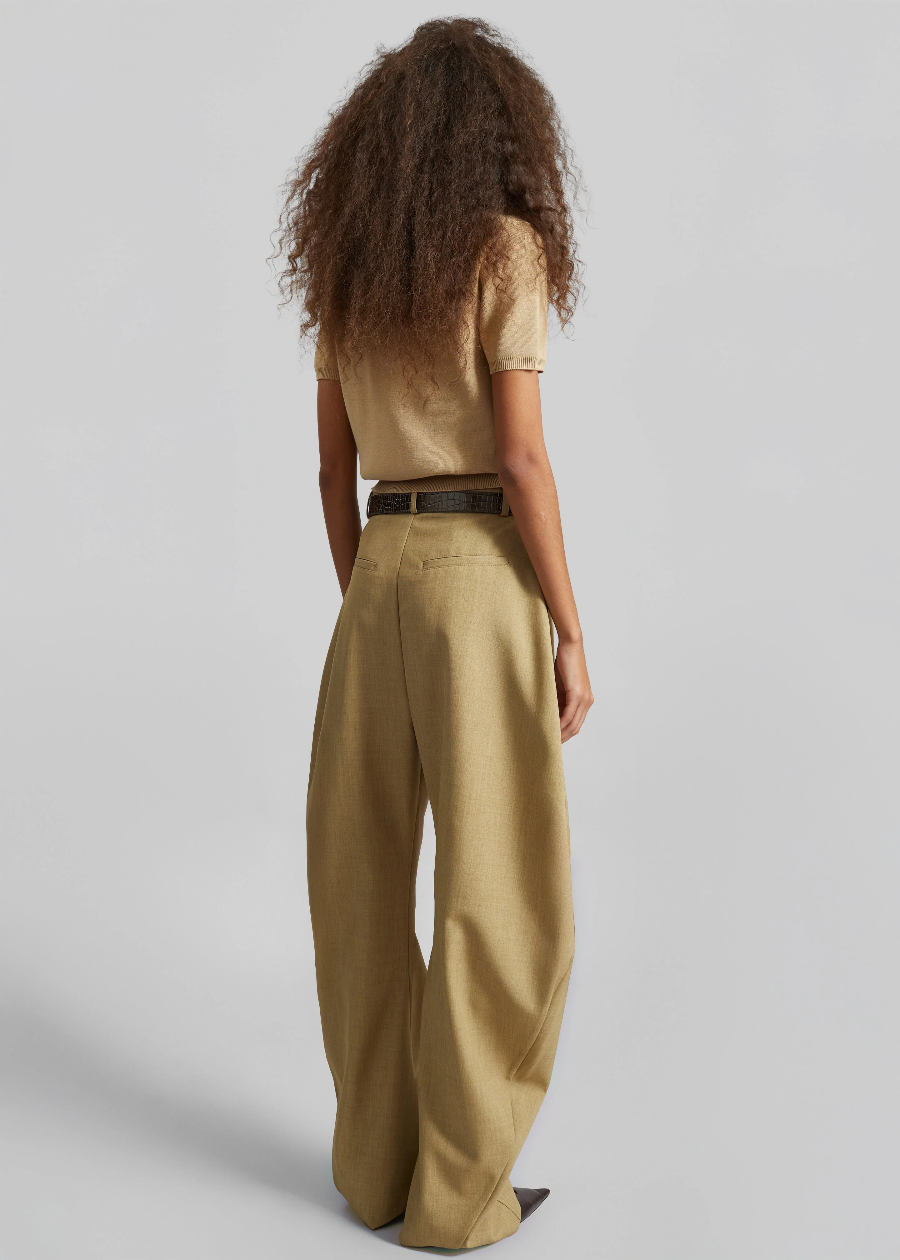 Keasden Barrel Leg Trousers - Camel - Image 7