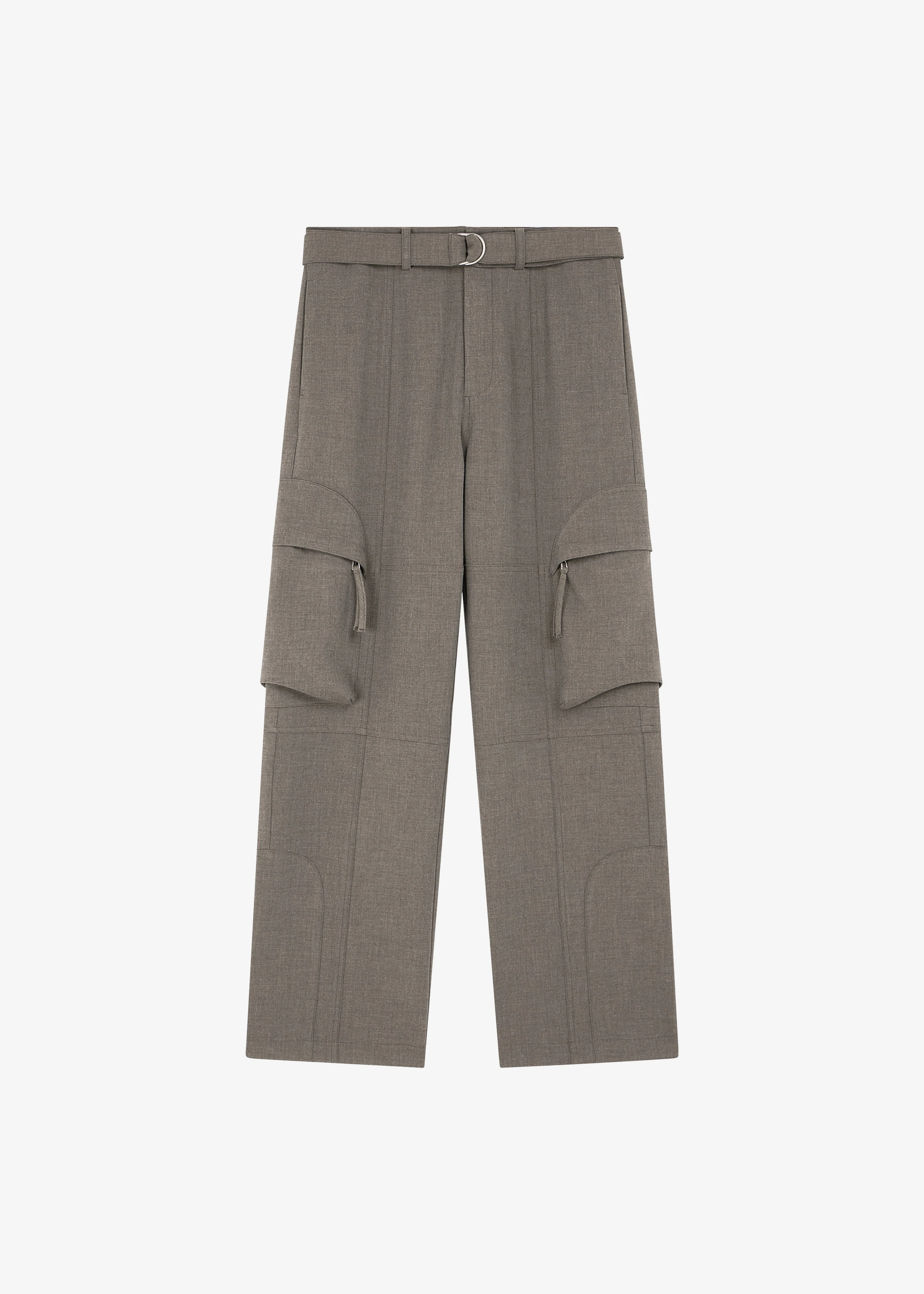 Kelly Double Weave Cargo Pants - Taupe Melange - Image 9