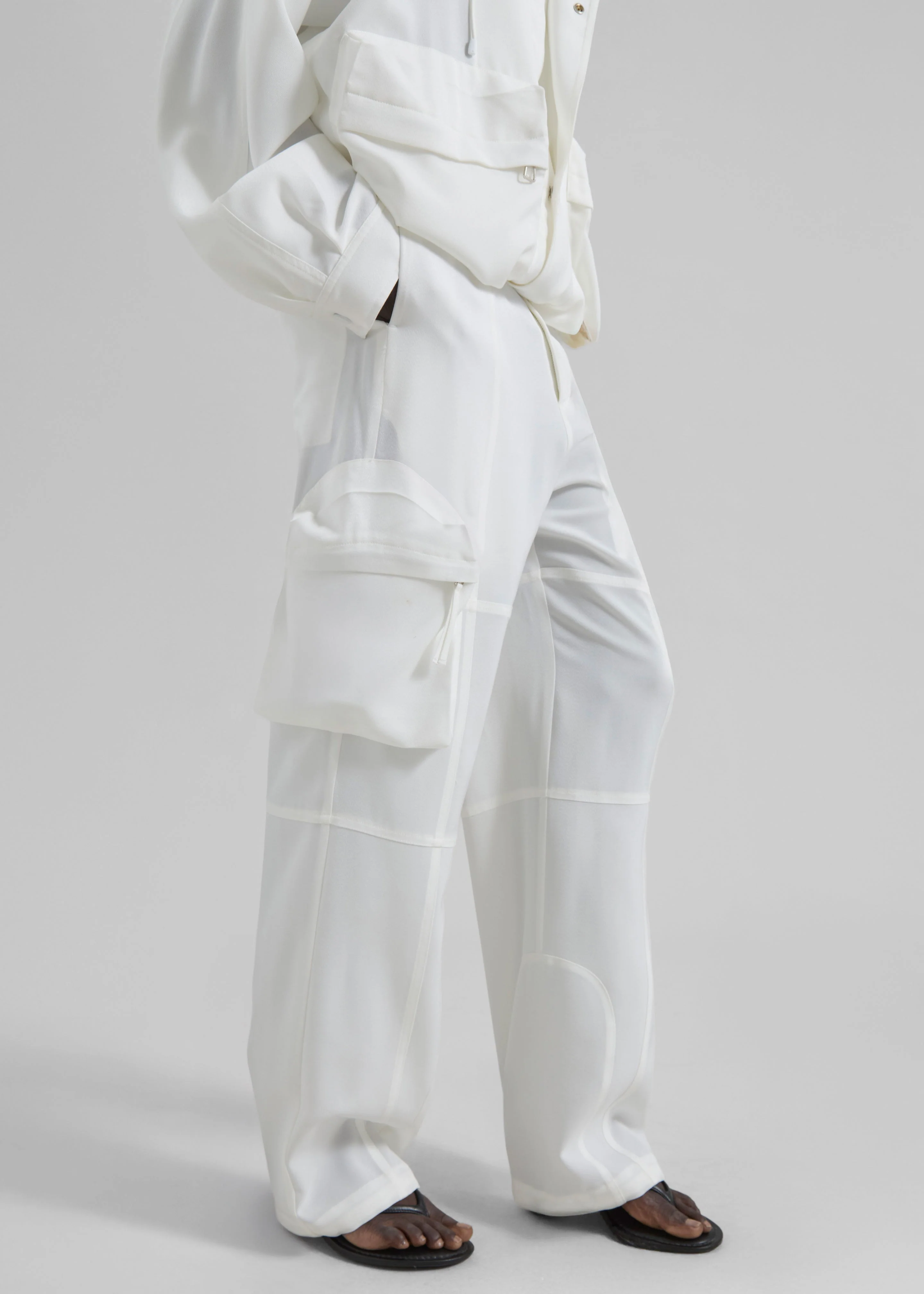 Kelly Fluid Cargo Pants - White - Image 2