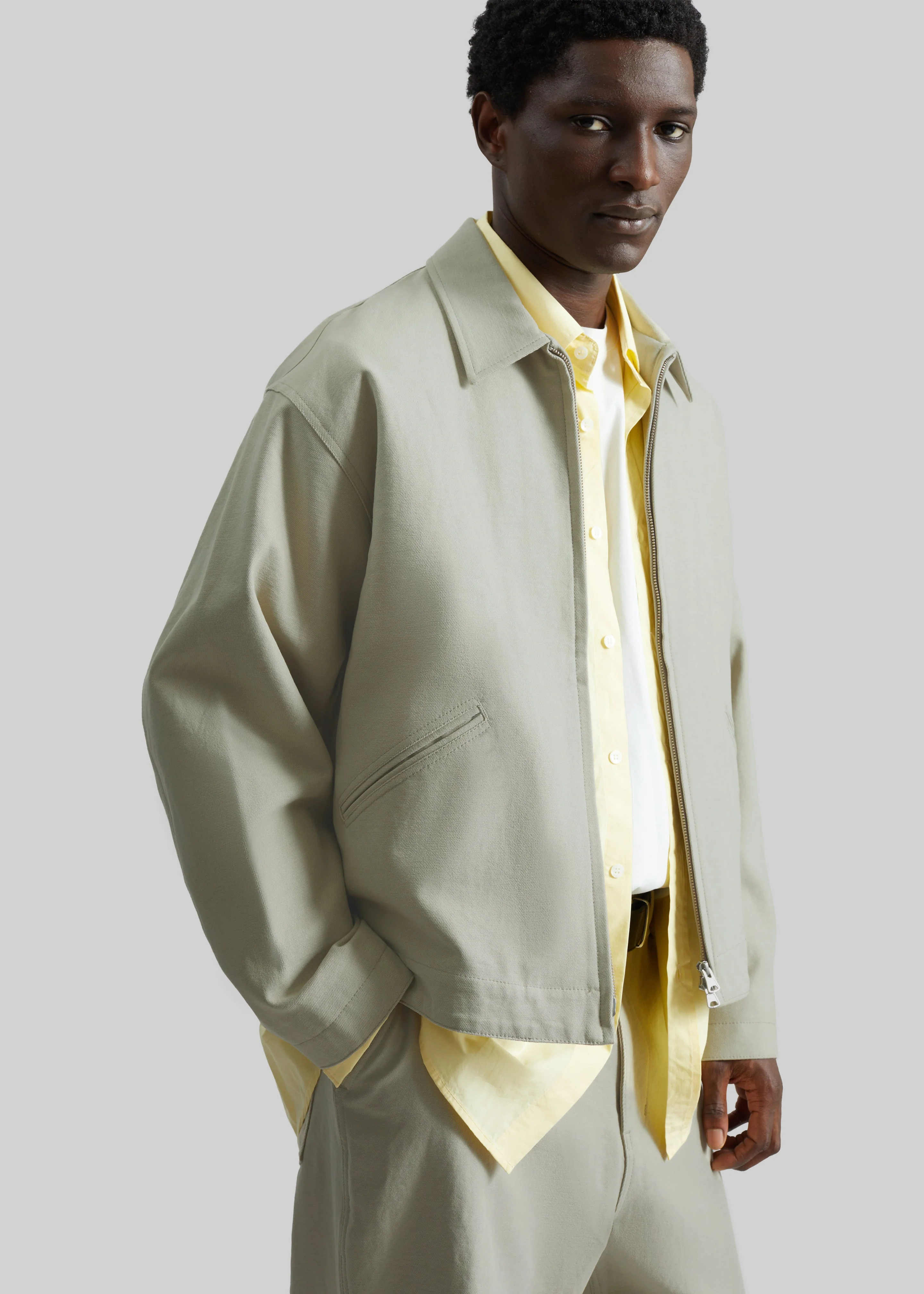 Kenton Cotton Zip Jacket - Beige - Image 10