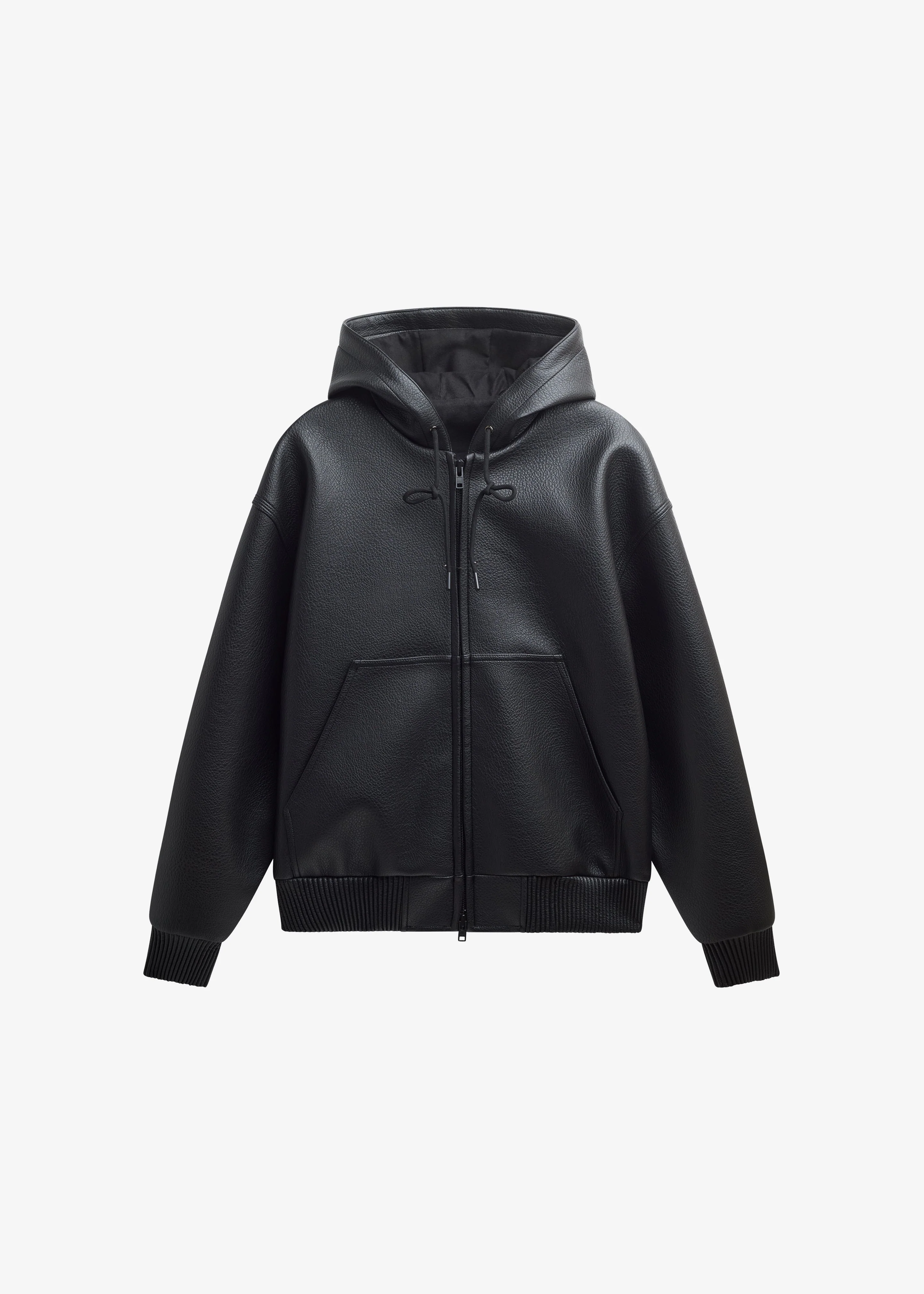 Kodai Faux Leather Bomber Jacket - Black - Image 13