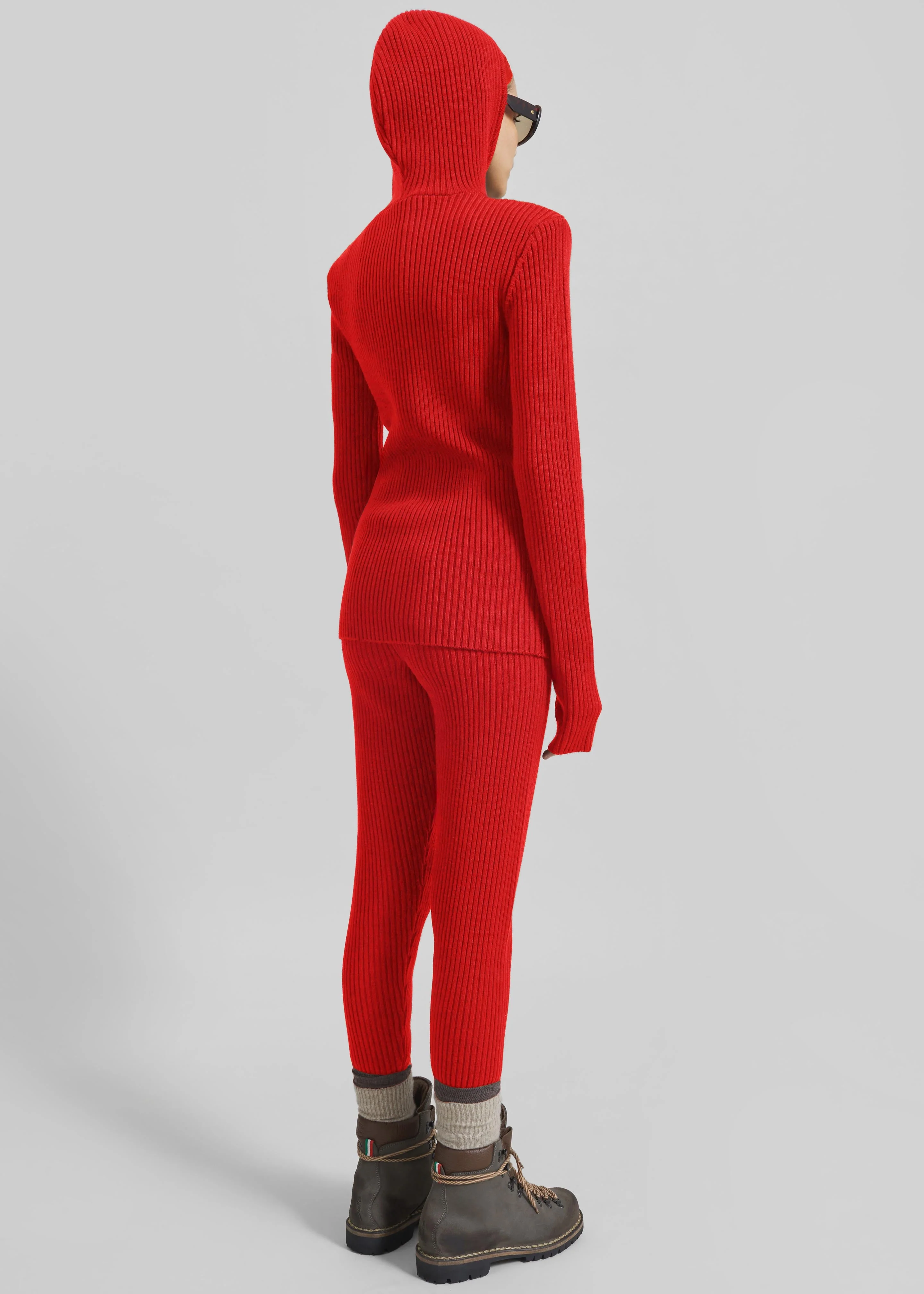 Larice Hooded Knit Top - Red - Image 7