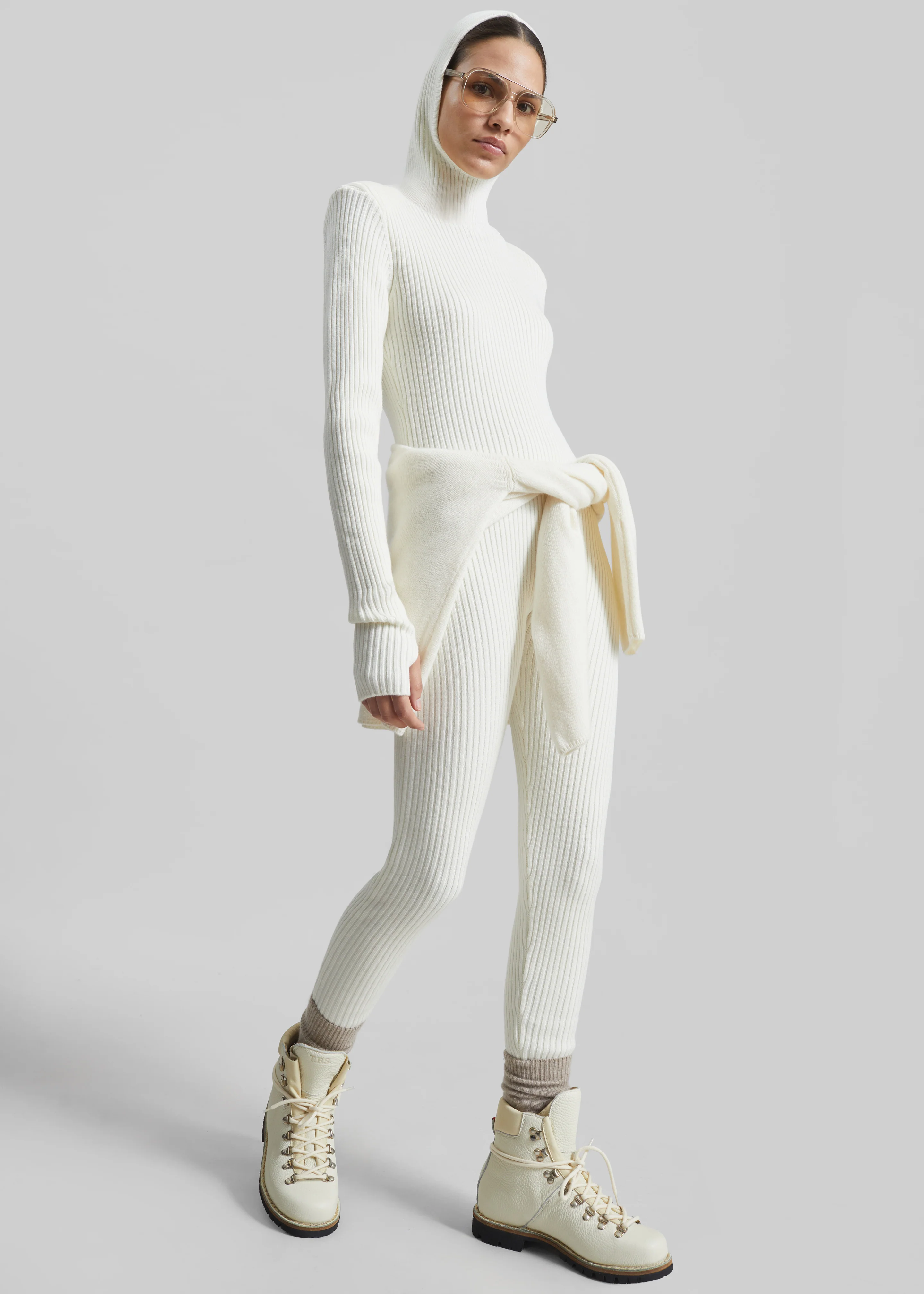 Larice Hooded Knit Top - White - Image 4