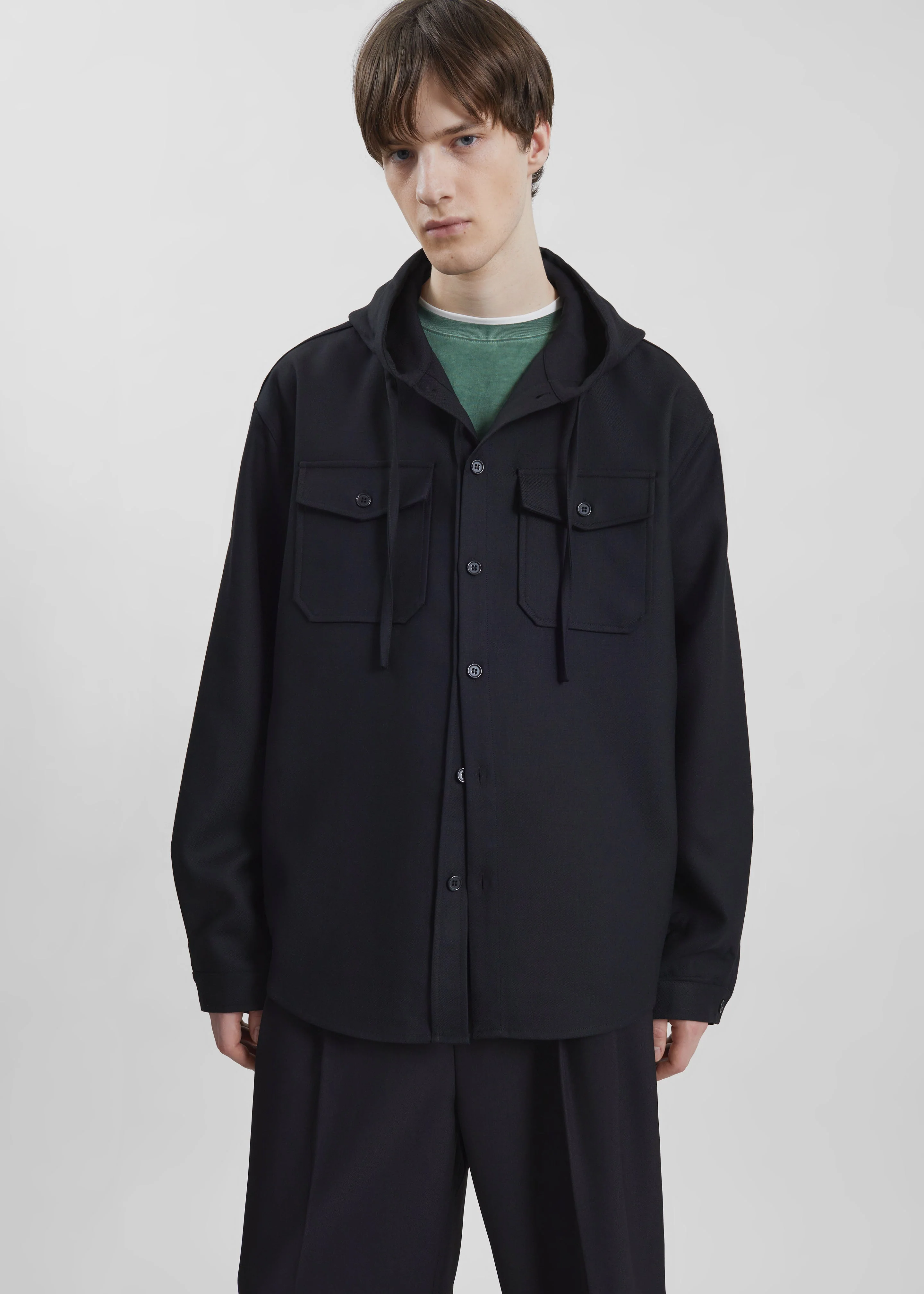 Lars Hooded Wool Blend Jacket - Black - Image 4