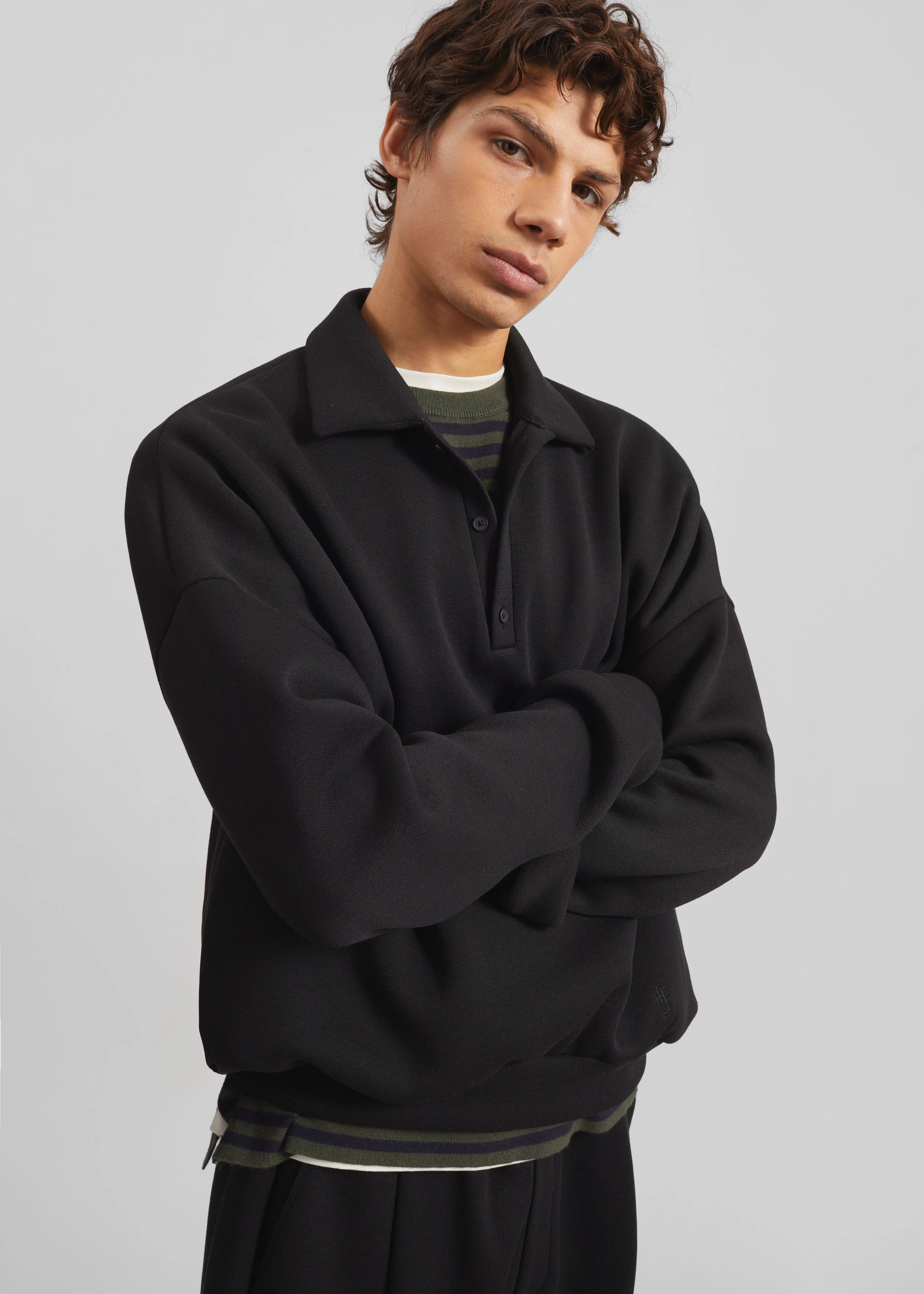Lenham Polo Sweatshirt - Black - Image 2