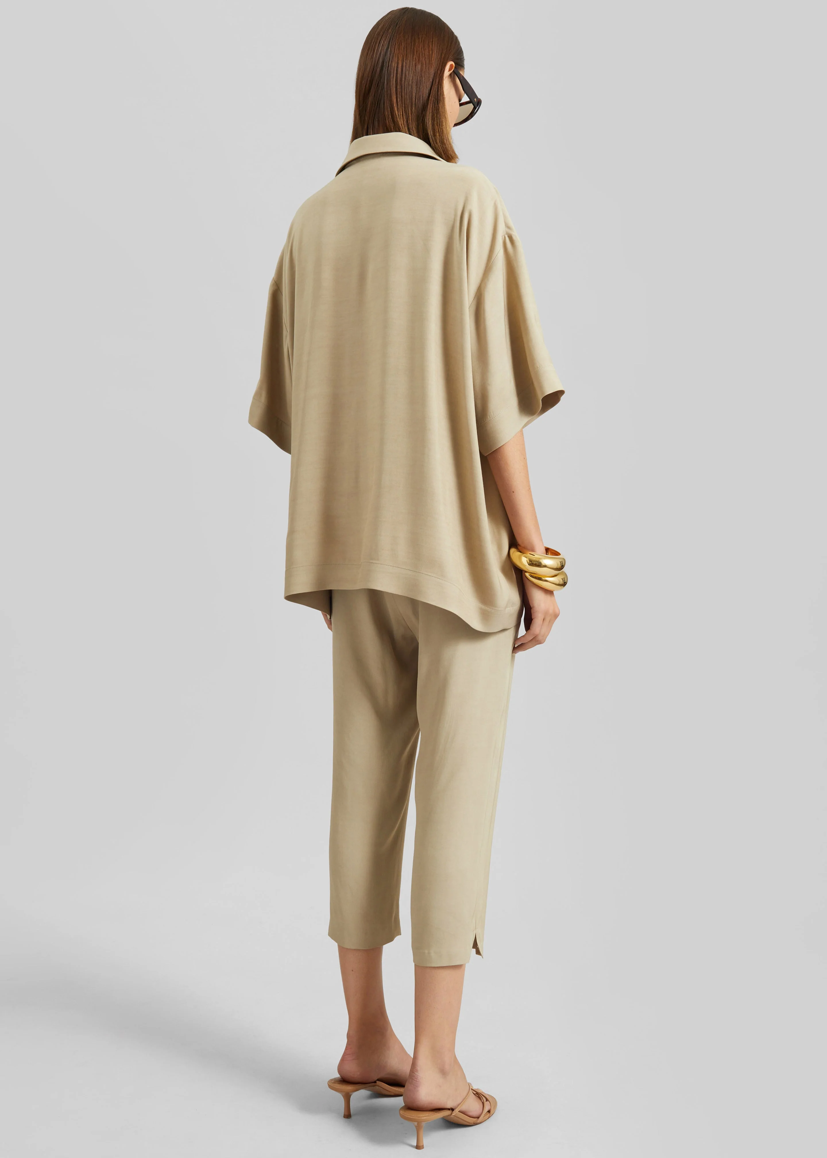 Lior Fluid Capri Pants - Beige - Image 8