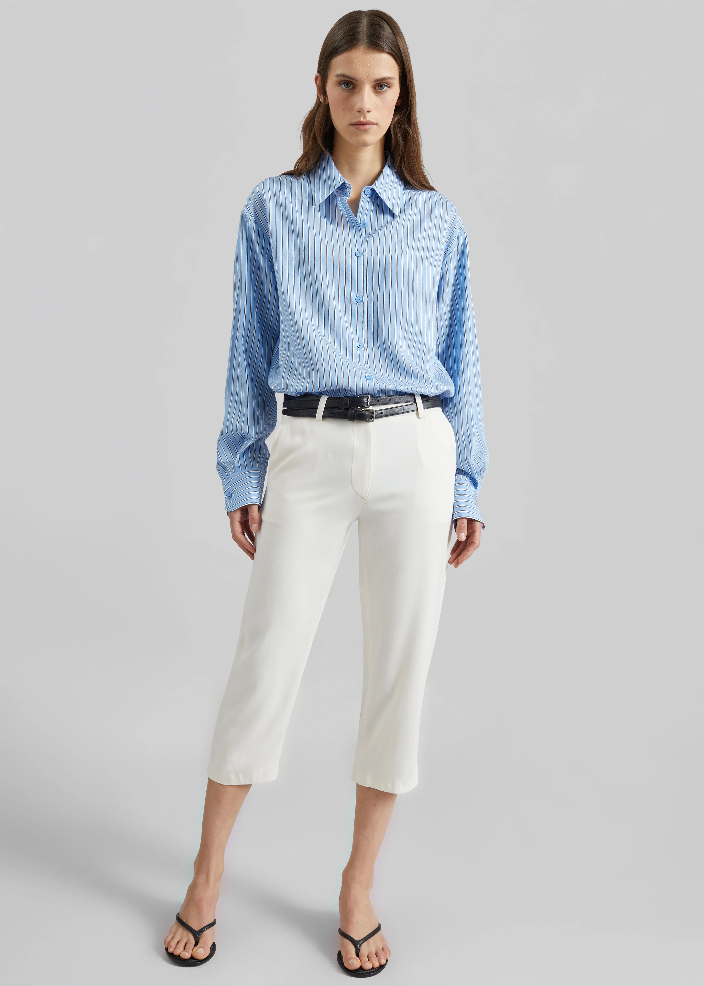 Lior Fluid Capri Pants - Ivory