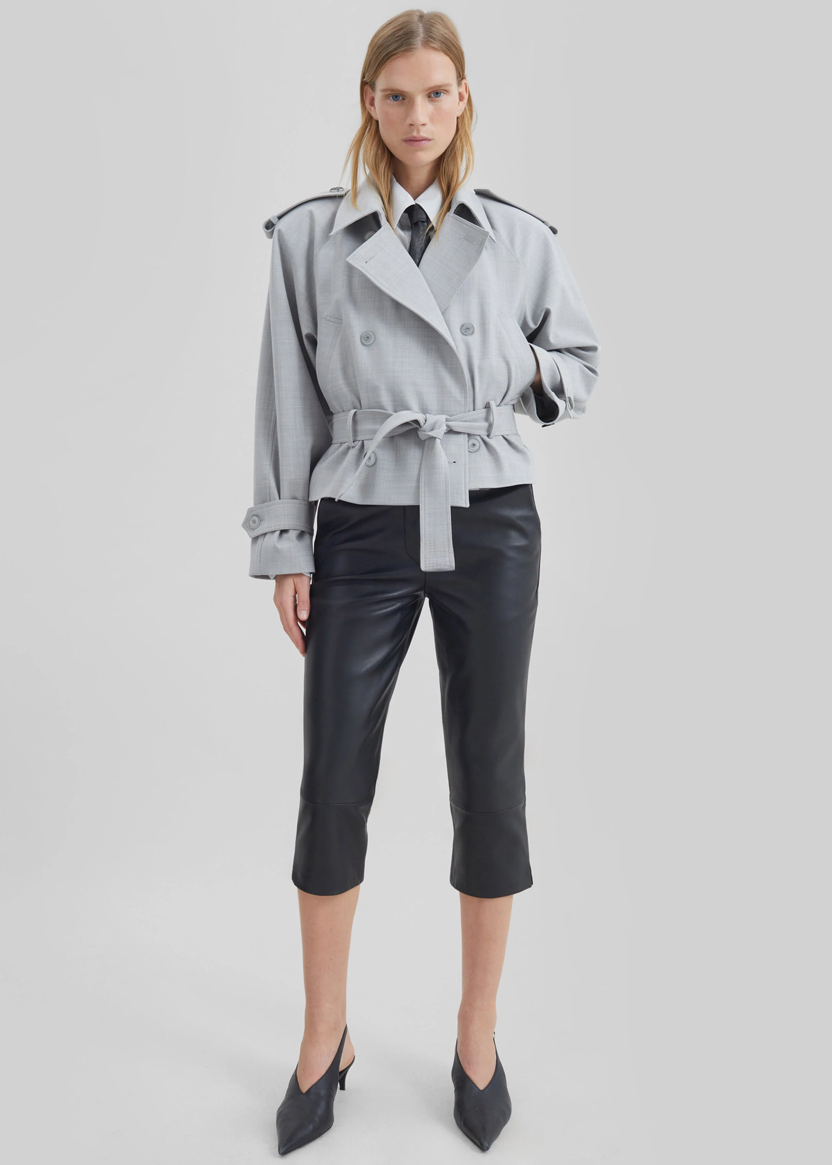 Lior Leather Capri Pants - Black - Image 8