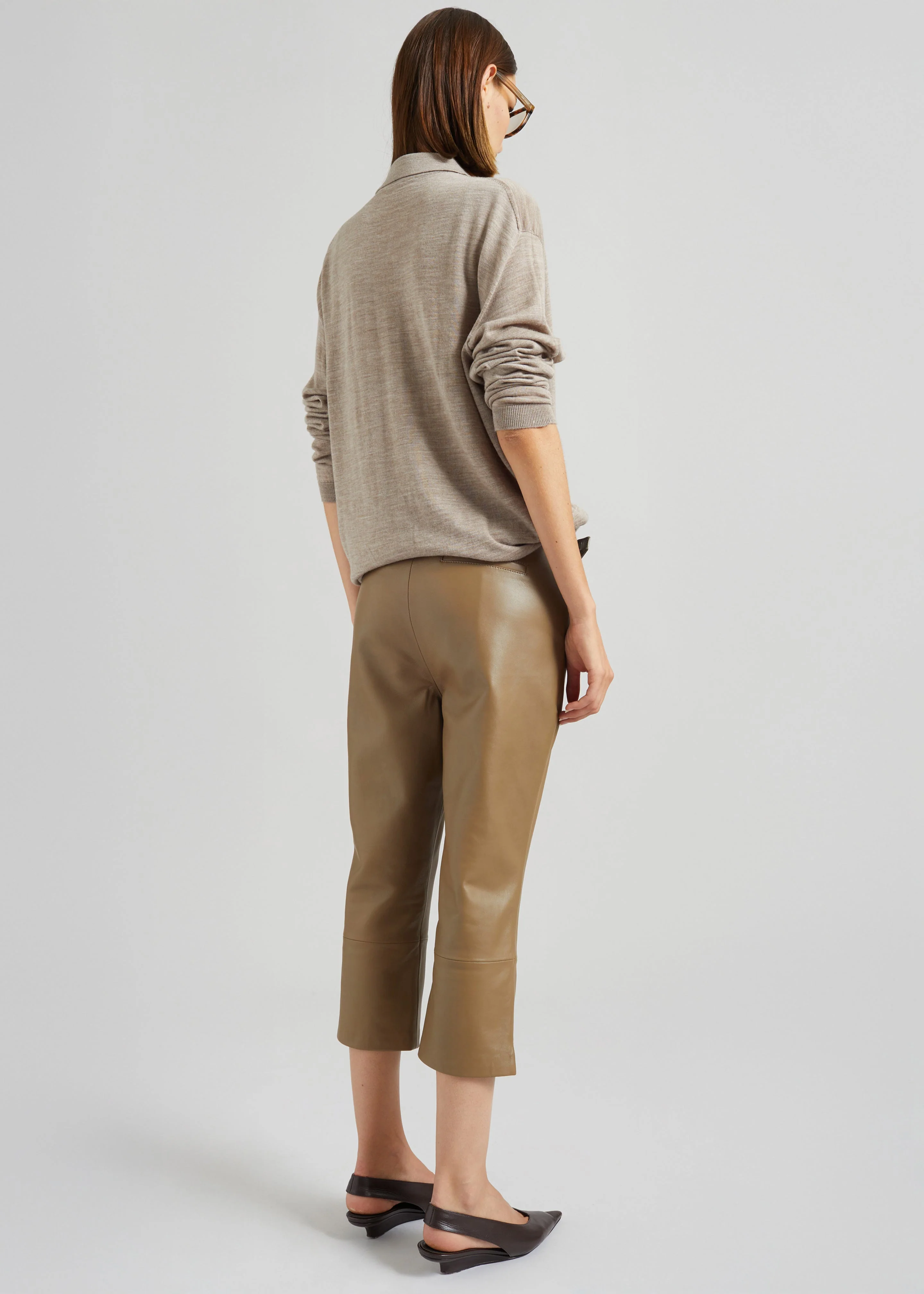 Lior Leather Capri Pants - Camel - Image 9