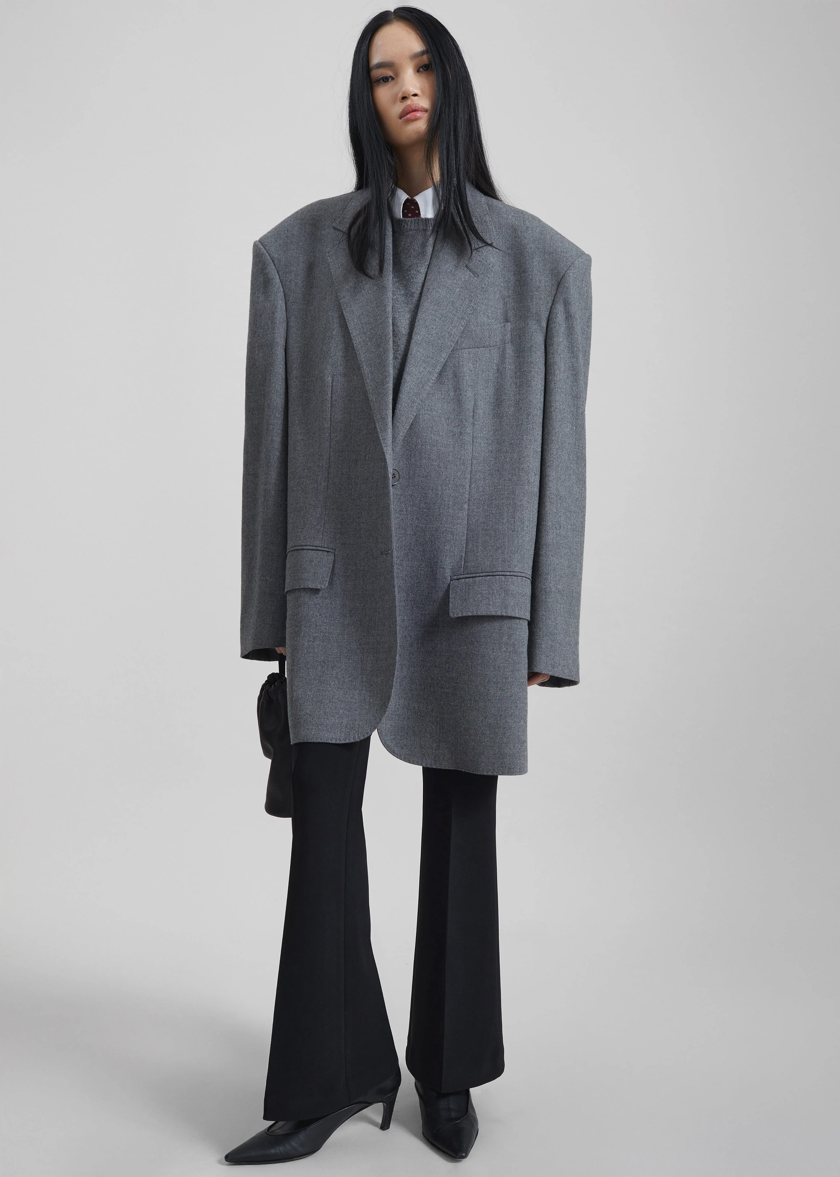 Lismore Wool Oversized Blazer - Grey