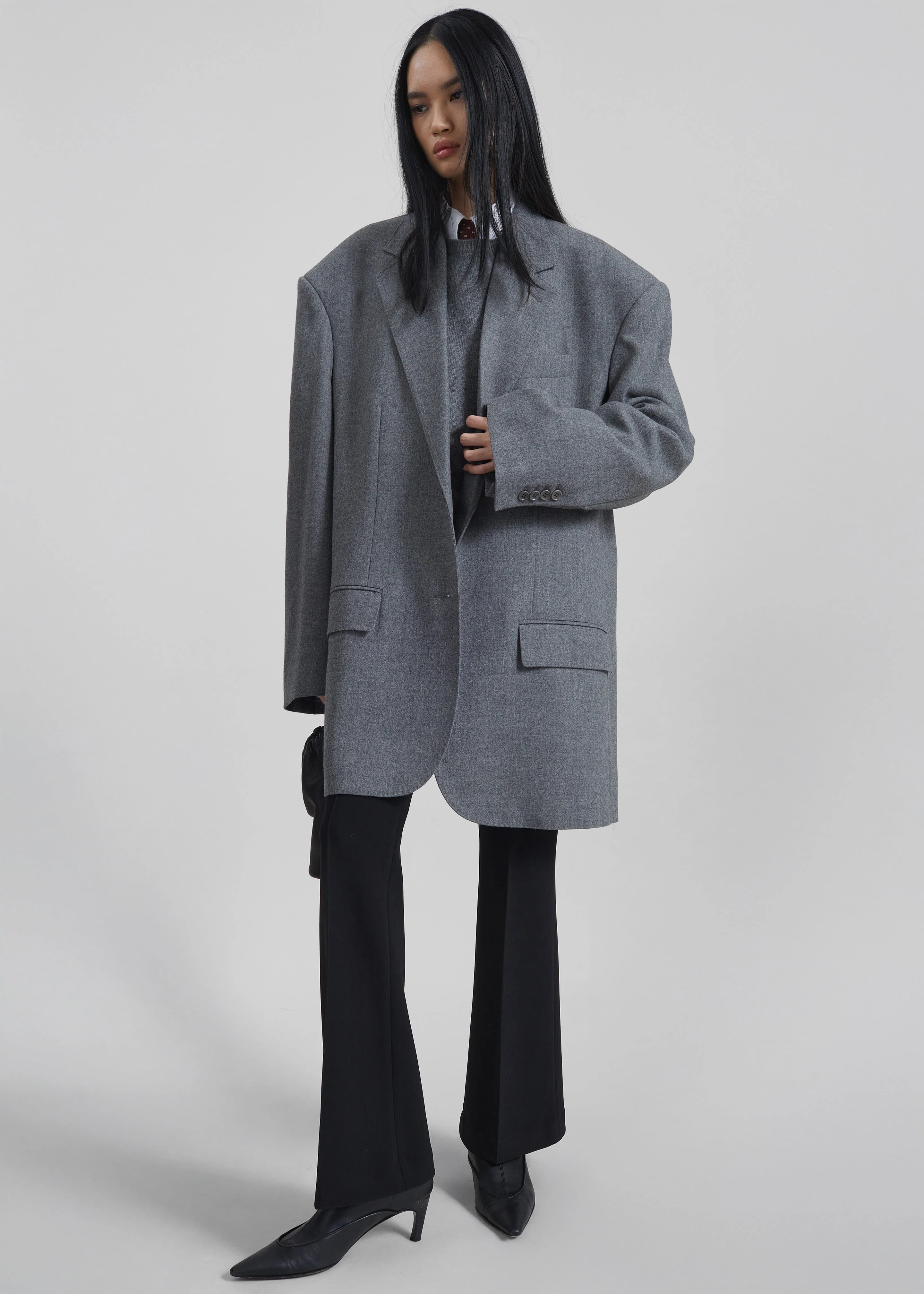 Lismore Wool Oversized Blazer - Grey - Image 7