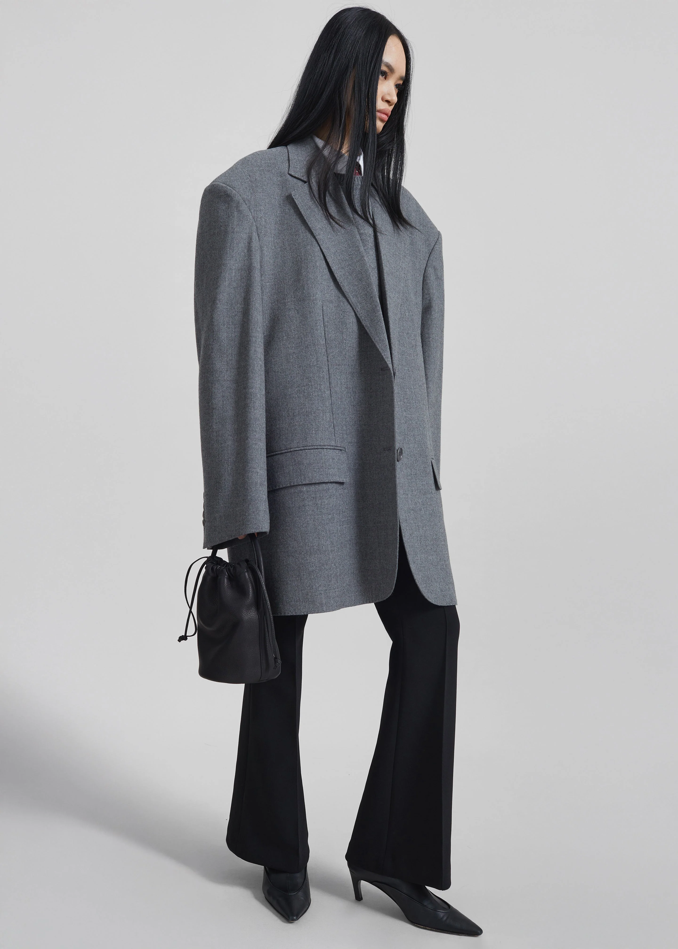 Lismore Wool Oversized Blazer - Grey - Image 8