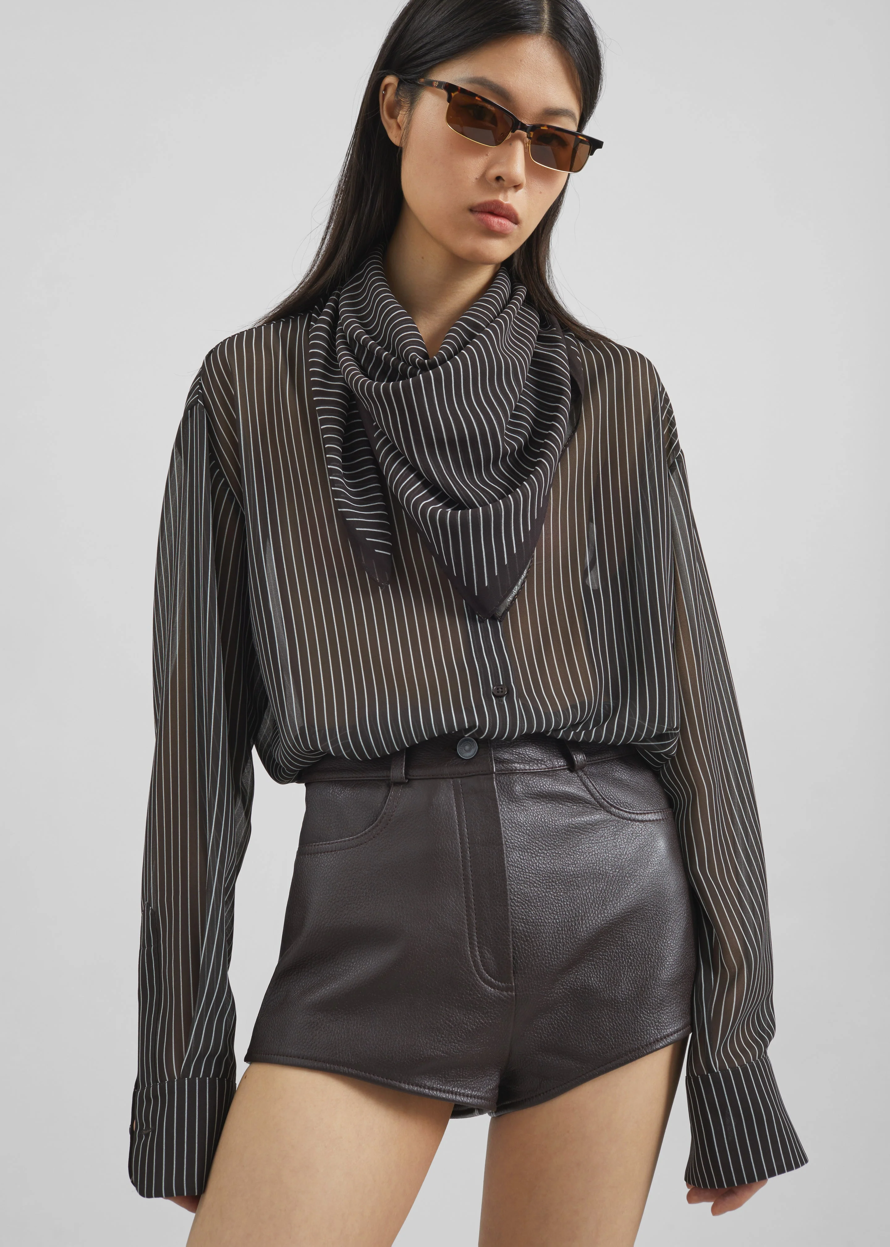 Loen Leather Hot Pants - Vintage Brown - Image 10