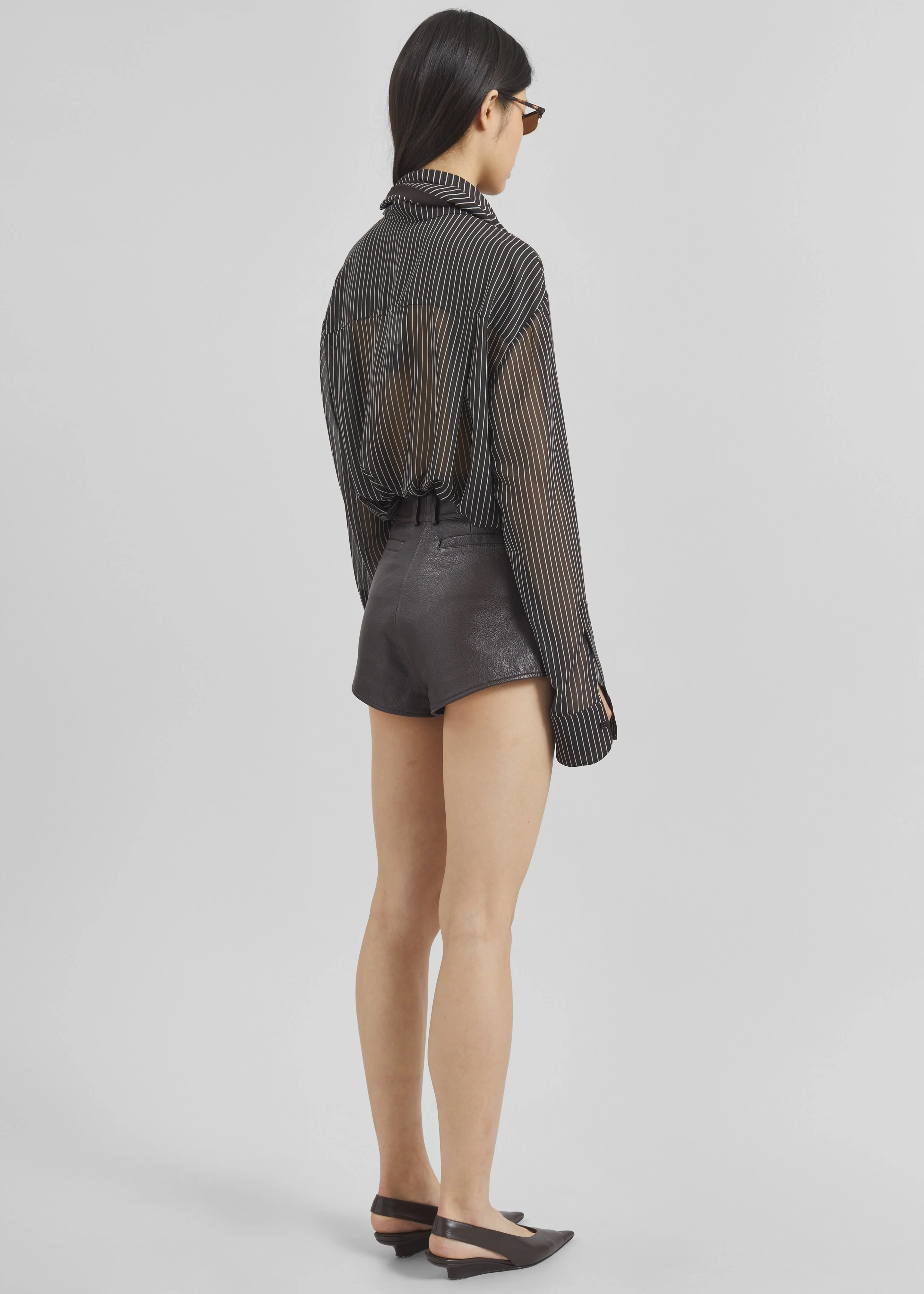 Loen Leather Hot Pants - Vintage Brown - Image 12