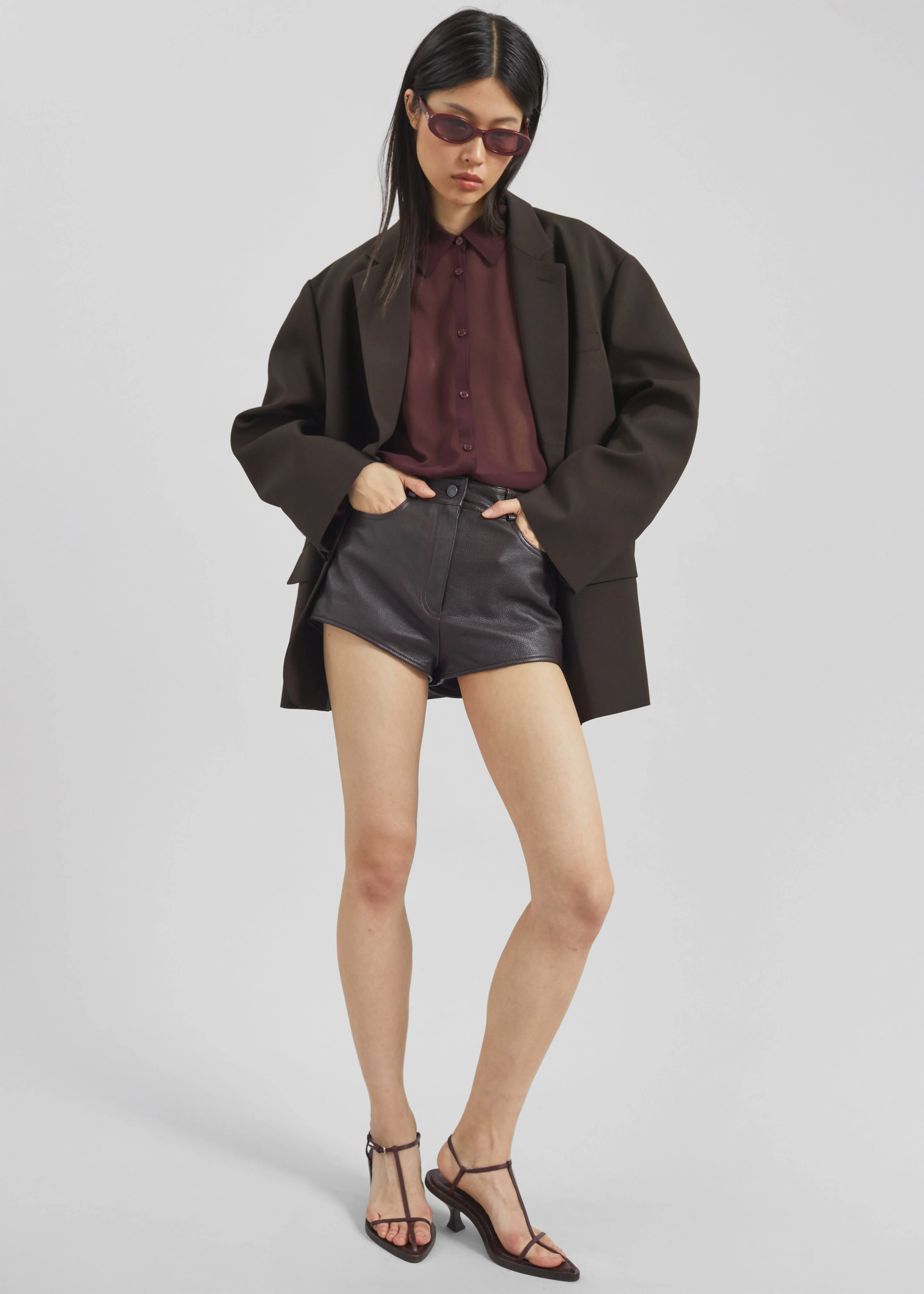 Loen Leather Hot Pants - Vintage Brown - Image 8