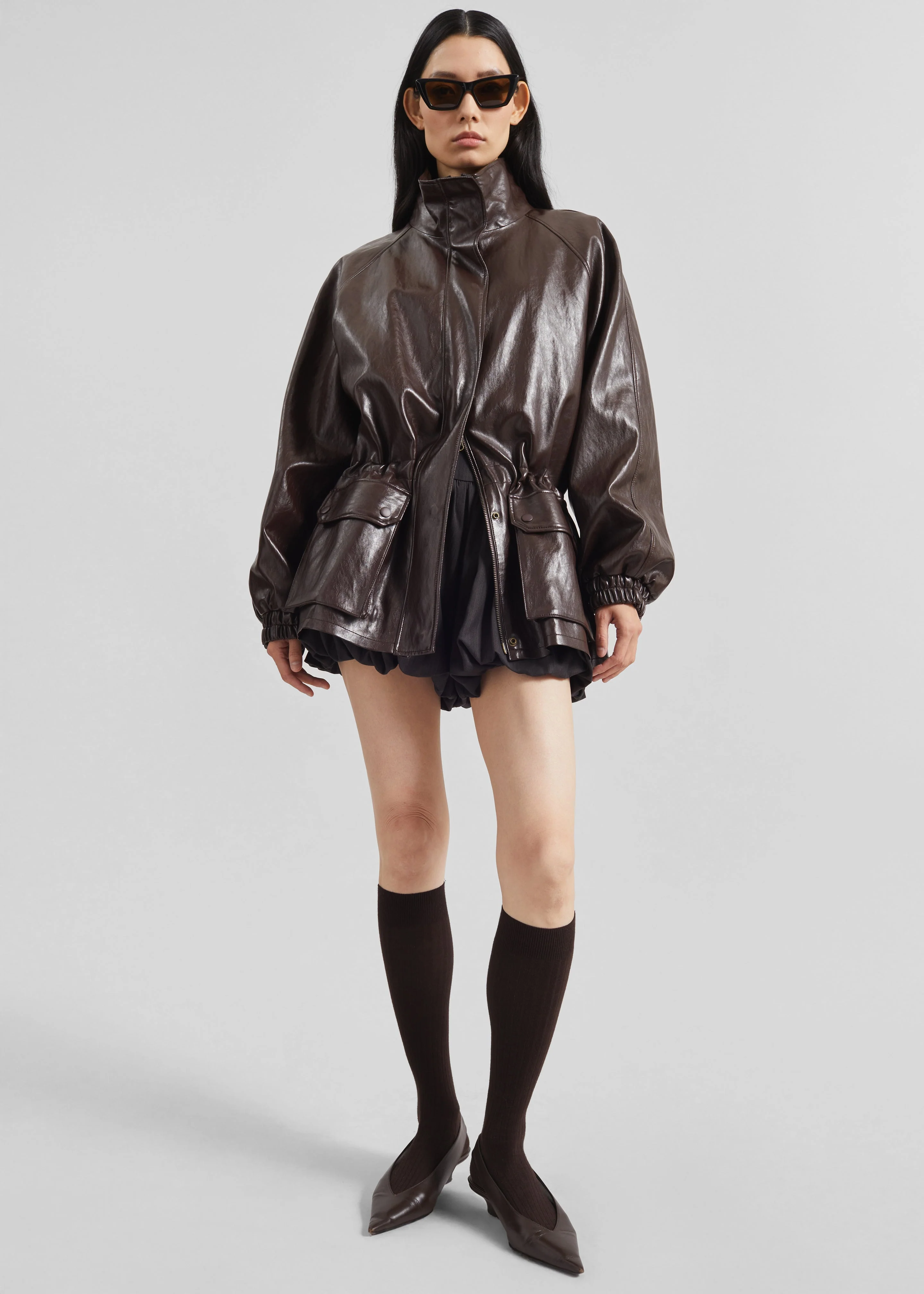 Lommel Faux Leather Jacket - Brown - Image 2