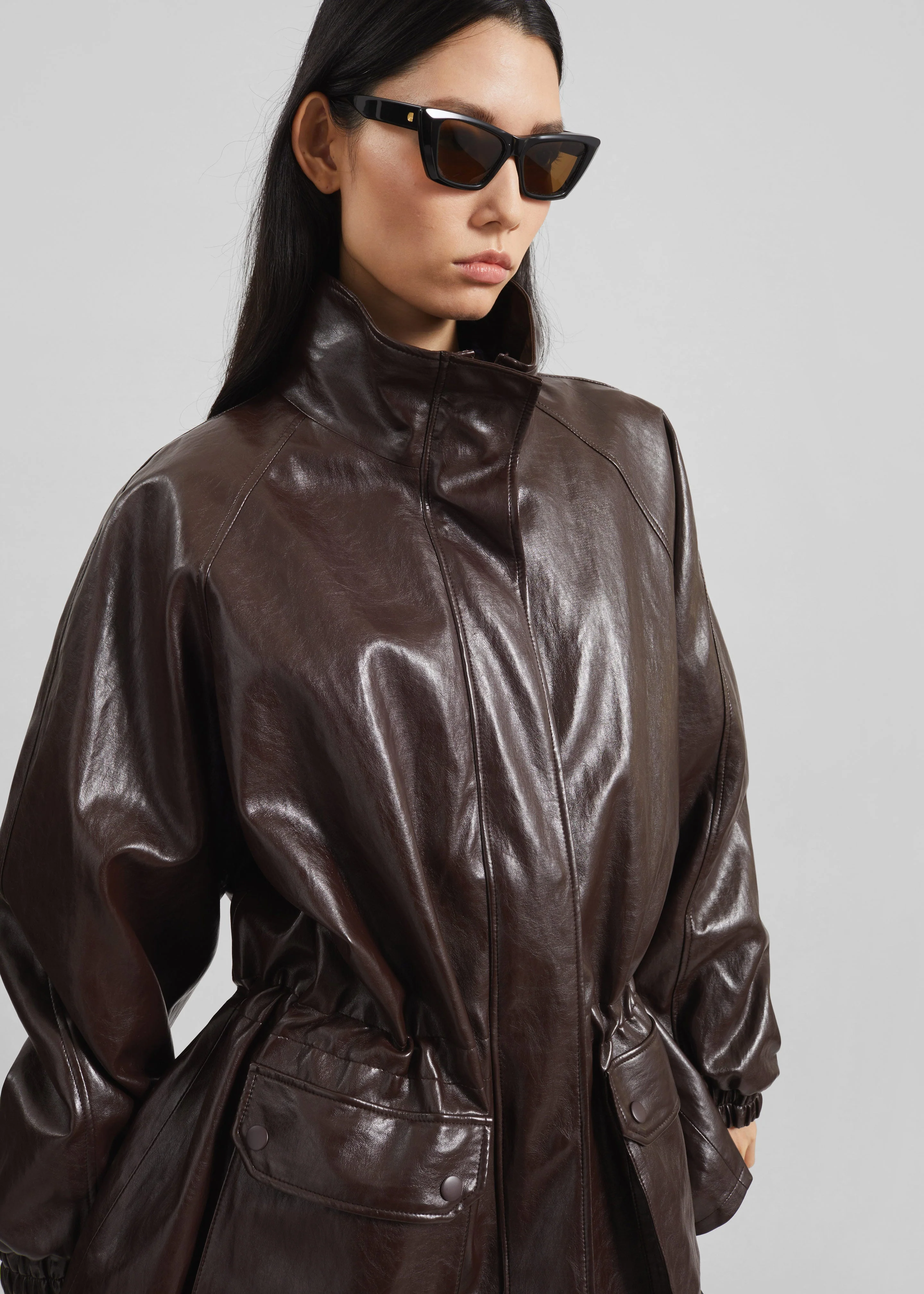 Lommel Faux Leather Jacket - Brown - Image 4