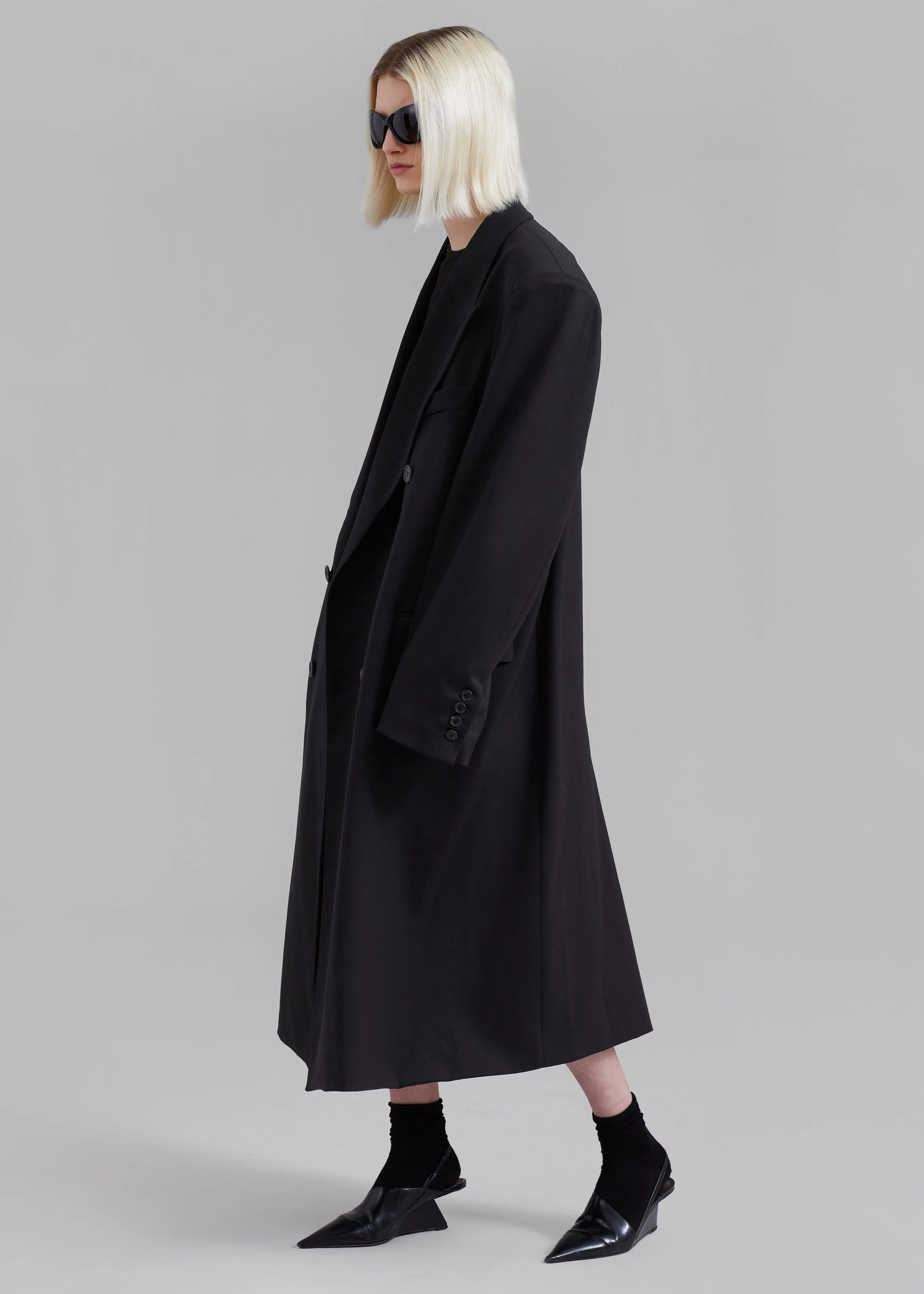 London Double Breasted Coat - Black - Image 10