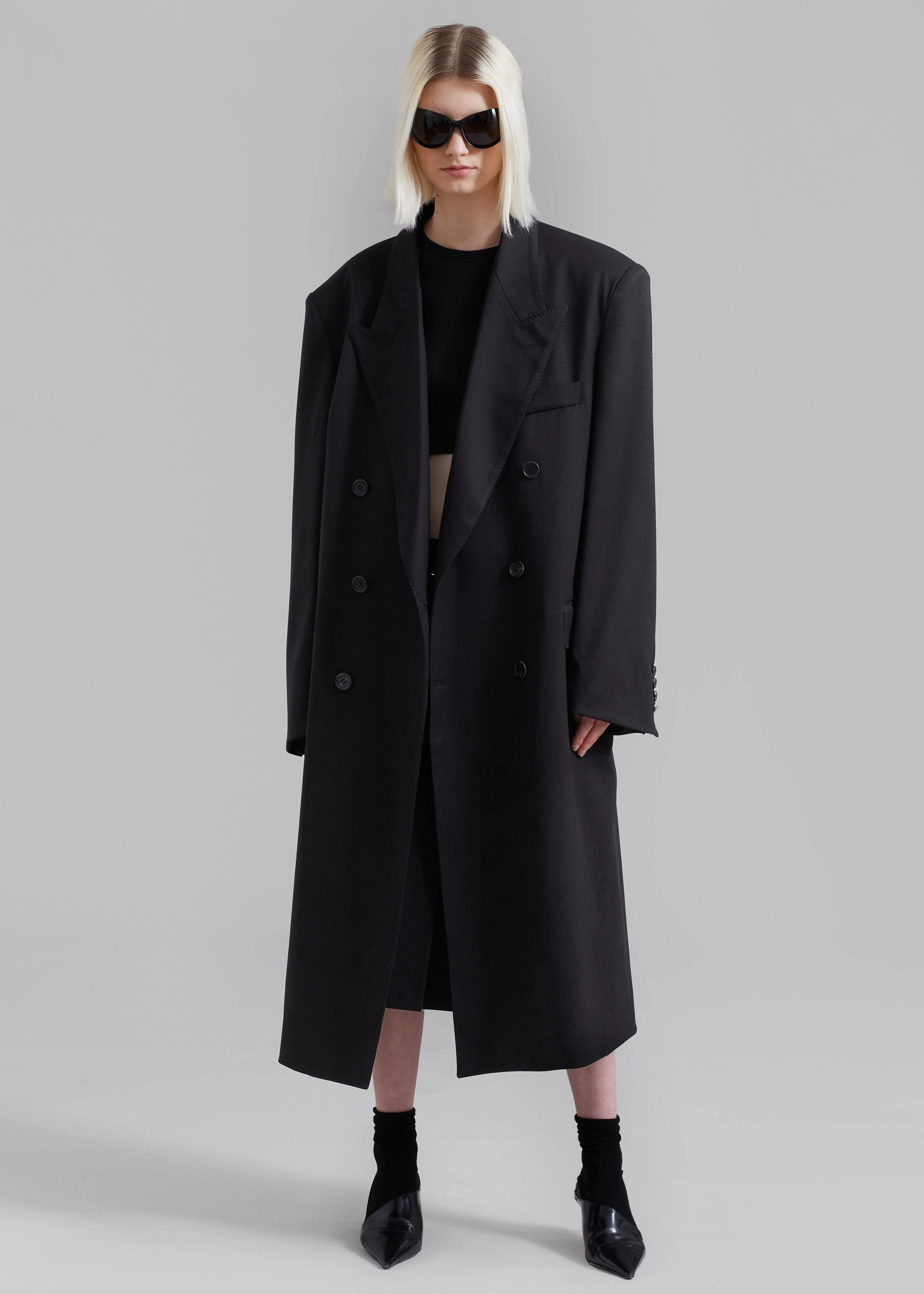 London Double Breasted Coat - Black - Image 3