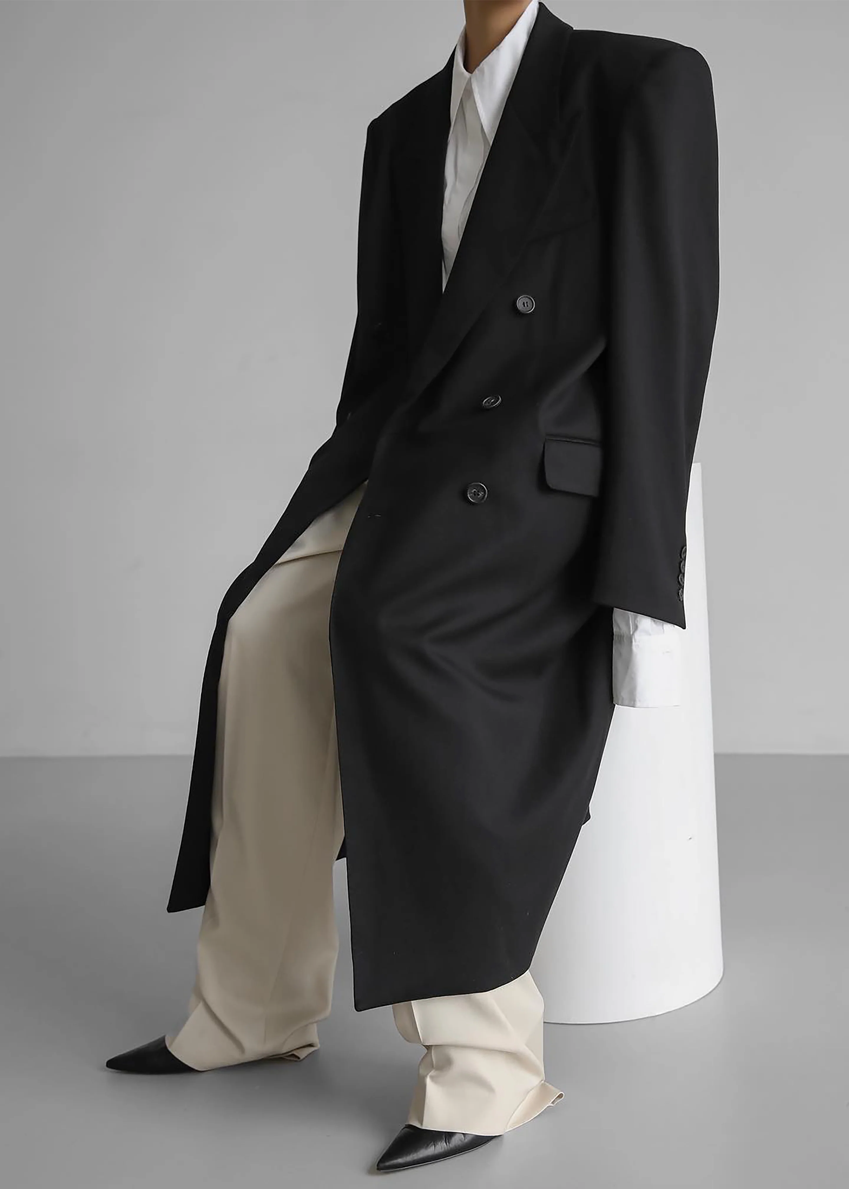 London Double Breasted Coat - Black - Image 5