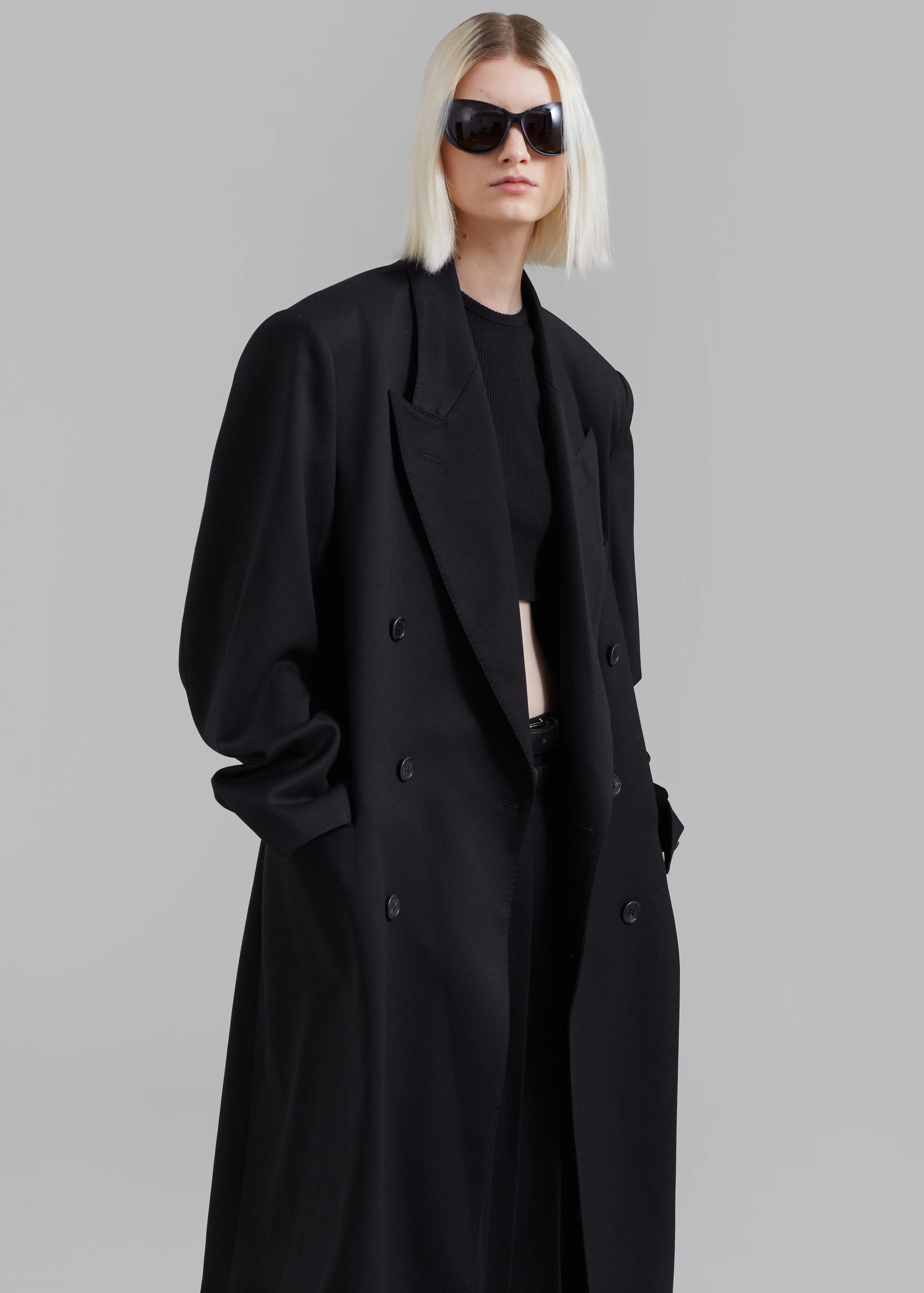 London Double Breasted Coat - Black - Image 6