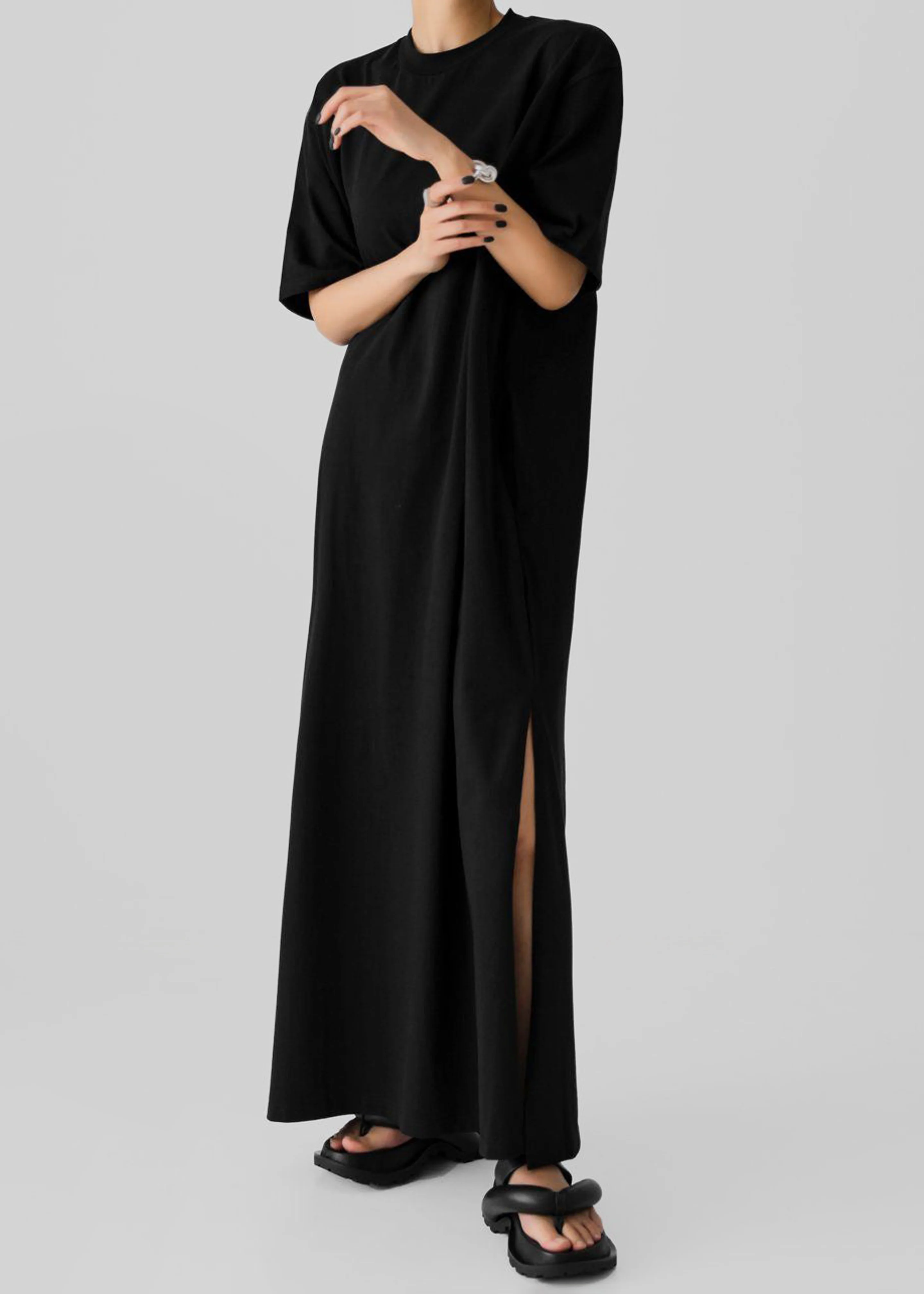 Lou Oversized Tee Dress - Black