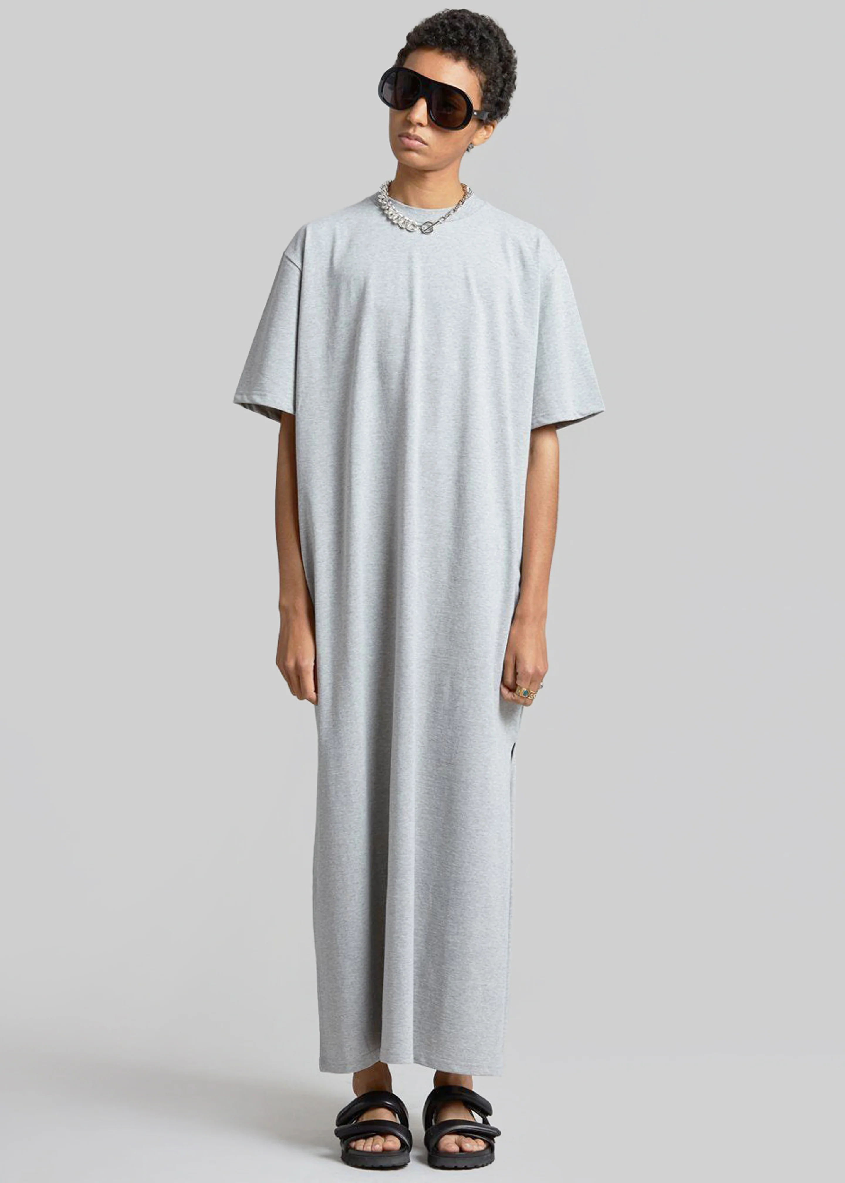 Lou Oversized Tee Dress - Heather Grey - Image 6