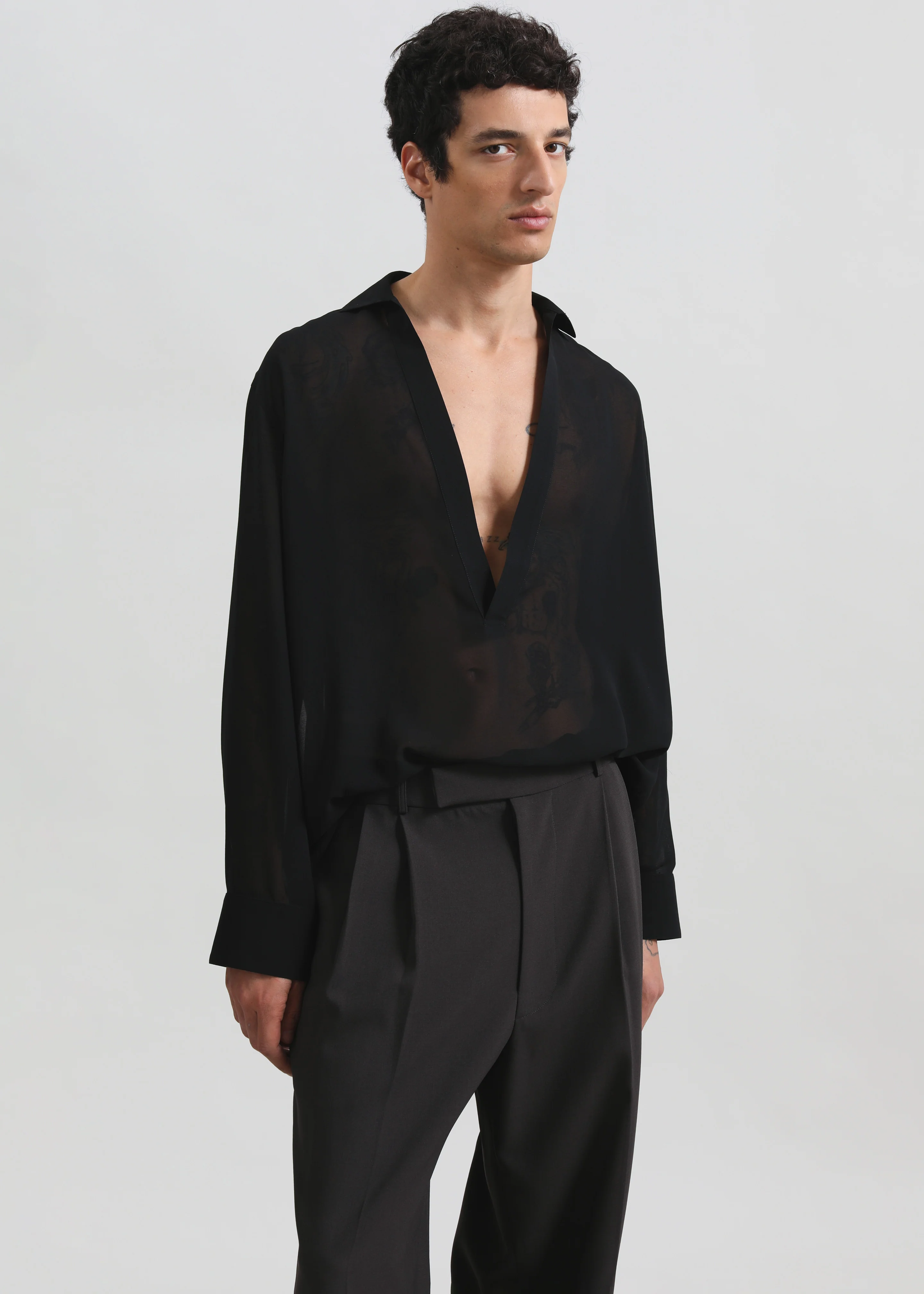 Louis Gabriel Nouchi Transparent Vareuse Shirt - Black - Image 3