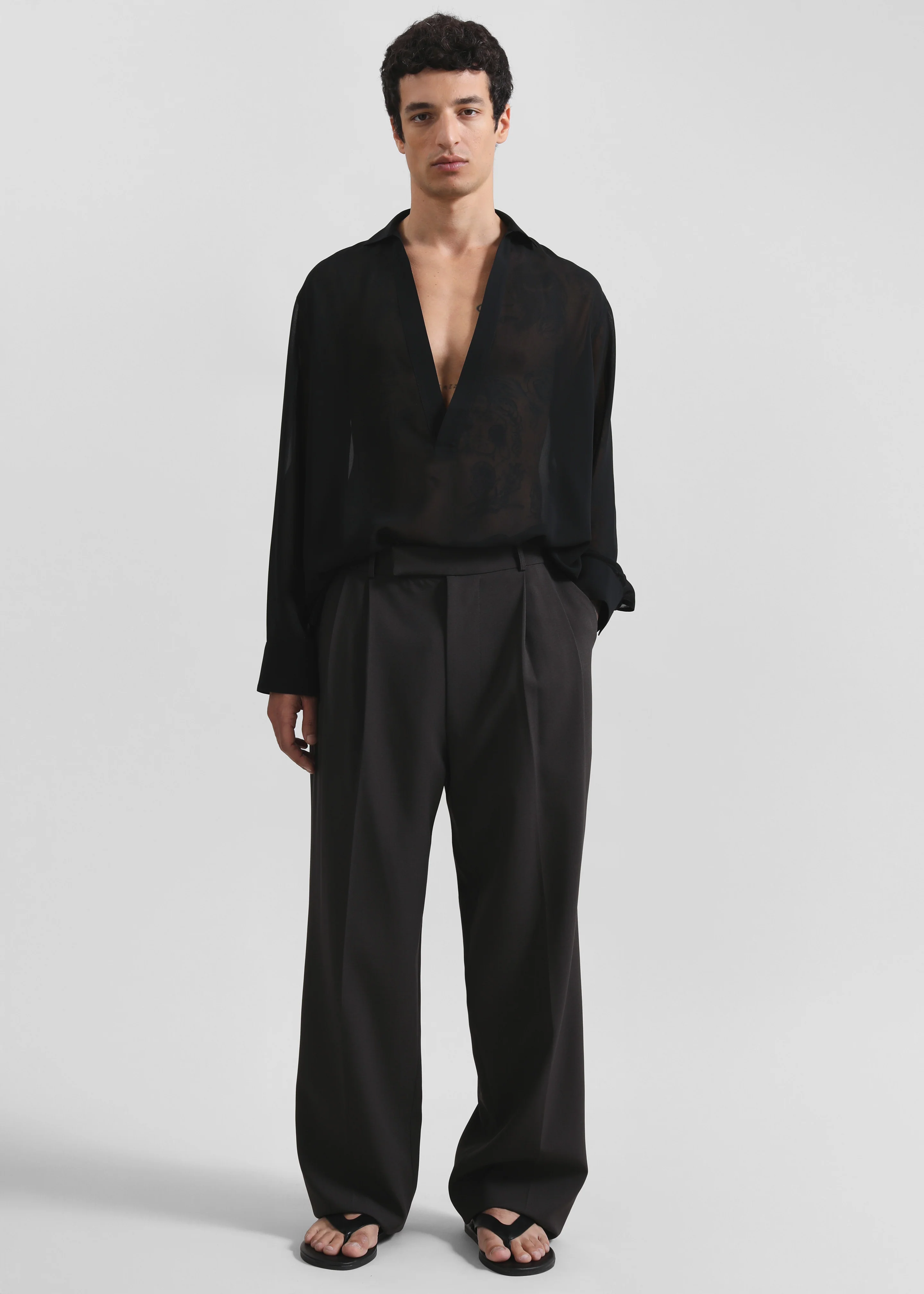 Louis Gabriel Nouchi Transparent Vareuse Shirt - Black - Image 4